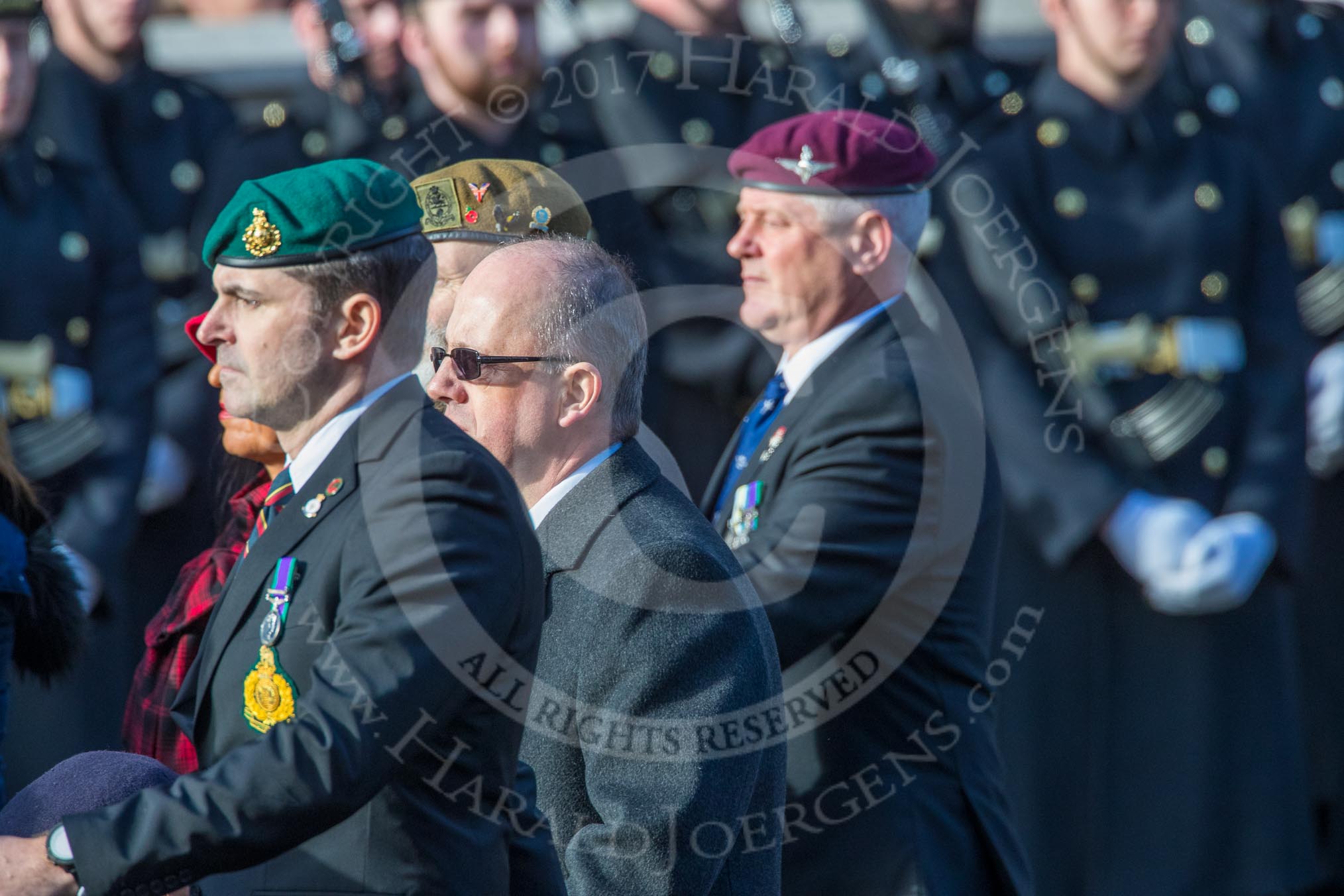 The Not Forgotten Association  (Group F5, 47 members) during the Royal British Legion March Past on Remembrance Sunday at the Cenotaph, Whitehall, Westminster, London, 11 November 2018, 11:50.