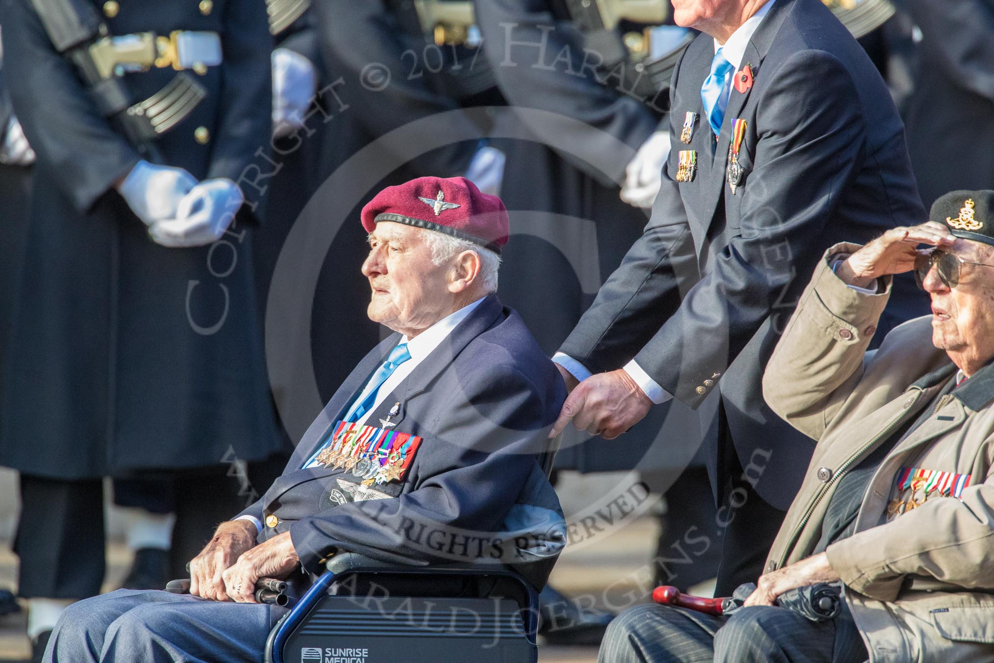 The Monte Cassino Society (Group F6, 29 members) during the Royal British Legion March Past on Remembrance Sunday at the Cenotaph, Whitehall, Westminster, London, 11 November 2018, 11:50.