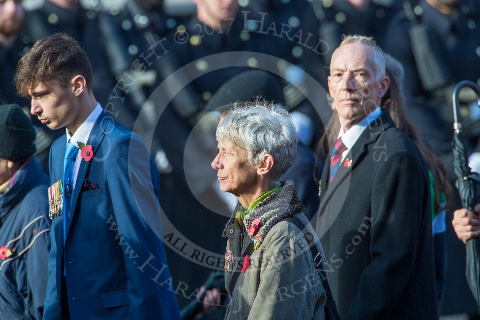 The Monte Cassino Society (Group F6, 29 members) during the Royal British Legion March Past on Remembrance Sunday at the Cenotaph, Whitehall, Westminster, London, 11 November 2018, 11:50.