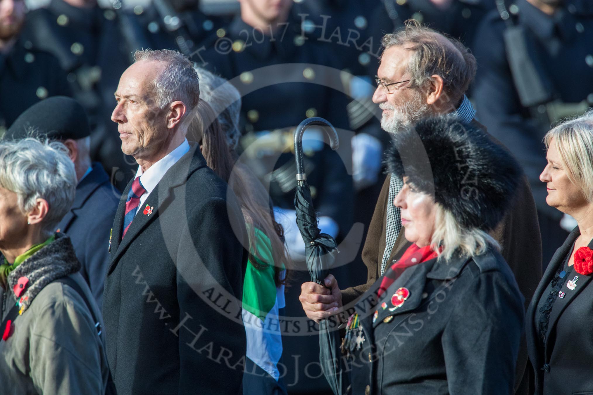 The Monte Cassino Society (Group F6, 29 members) during the Royal British Legion March Past on Remembrance Sunday at the Cenotaph, Whitehall, Westminster, London, 11 November 2018, 11:50.