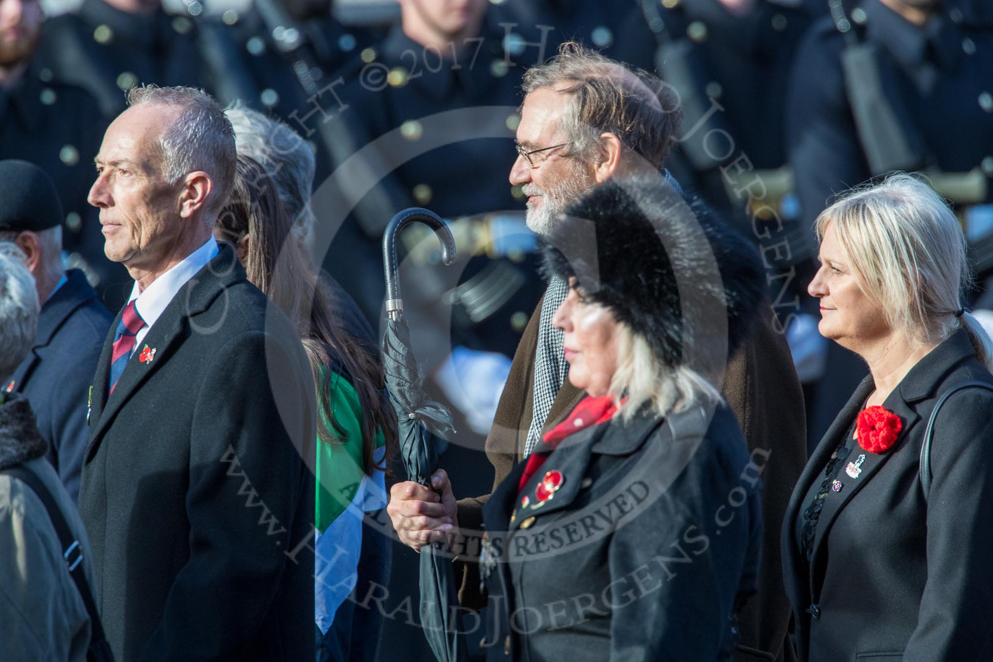 The Monte Cassino Society (Group F6, 29 members) during the Royal British Legion March Past on Remembrance Sunday at the Cenotaph, Whitehall, Westminster, London, 11 November 2018, 11:50.