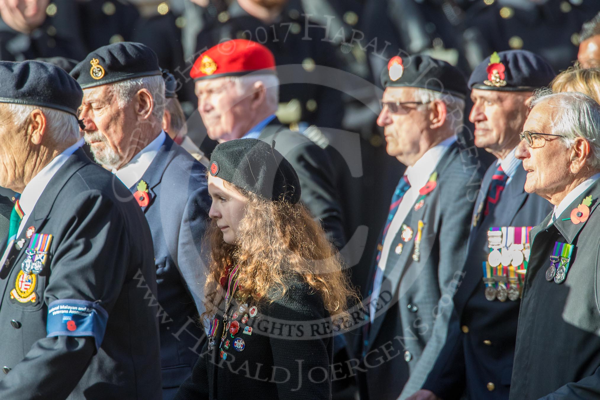 National Malay and Borneo Veterans Association  (Group F12, 76 members) during the Royal British Legion March Past on Remembrance Sunday at the Cenotaph, Whitehall, Westminster, London, 11 November 2018, 11:51.