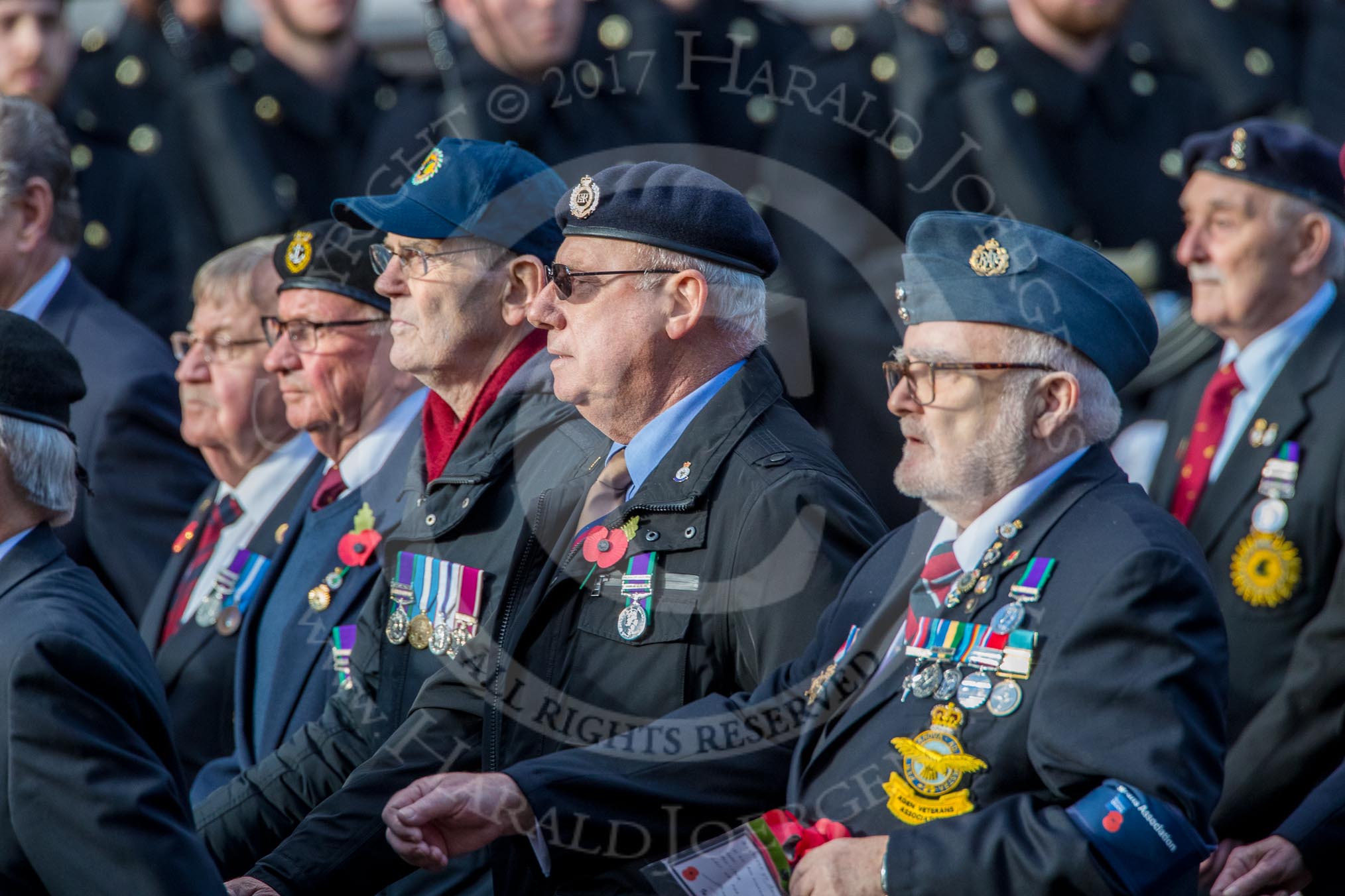 Aden Veterans Association (Group F16, 53 members) during the Royal British Legion March Past on Remembrance Sunday at the Cenotaph, Whitehall, Westminster, London, 11 November 2018, 11:52.