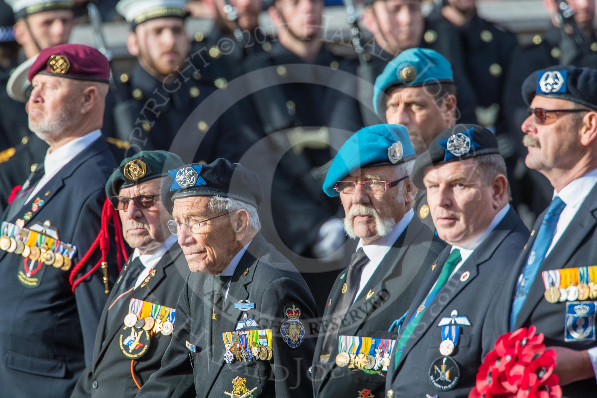 Bond van Wapenbroeders (Group F23, 31 members) during the Royal British Legion March Past on Remembrance Sunday at the Cenotaph, Whitehall, Westminster, London, 11 November 2018, 11:53.