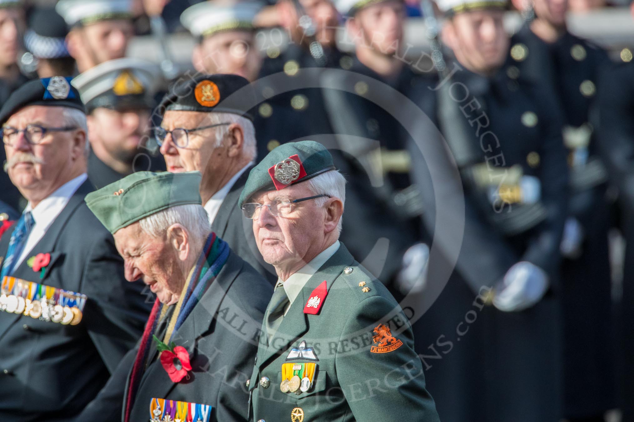 Bond van Wapenbroeders (Group F23, 31 members)  during the Royal British Legion March Past on Remembrance Sunday at the Cenotaph, Whitehall, Westminster, London, 11 November 2018, 11:53.