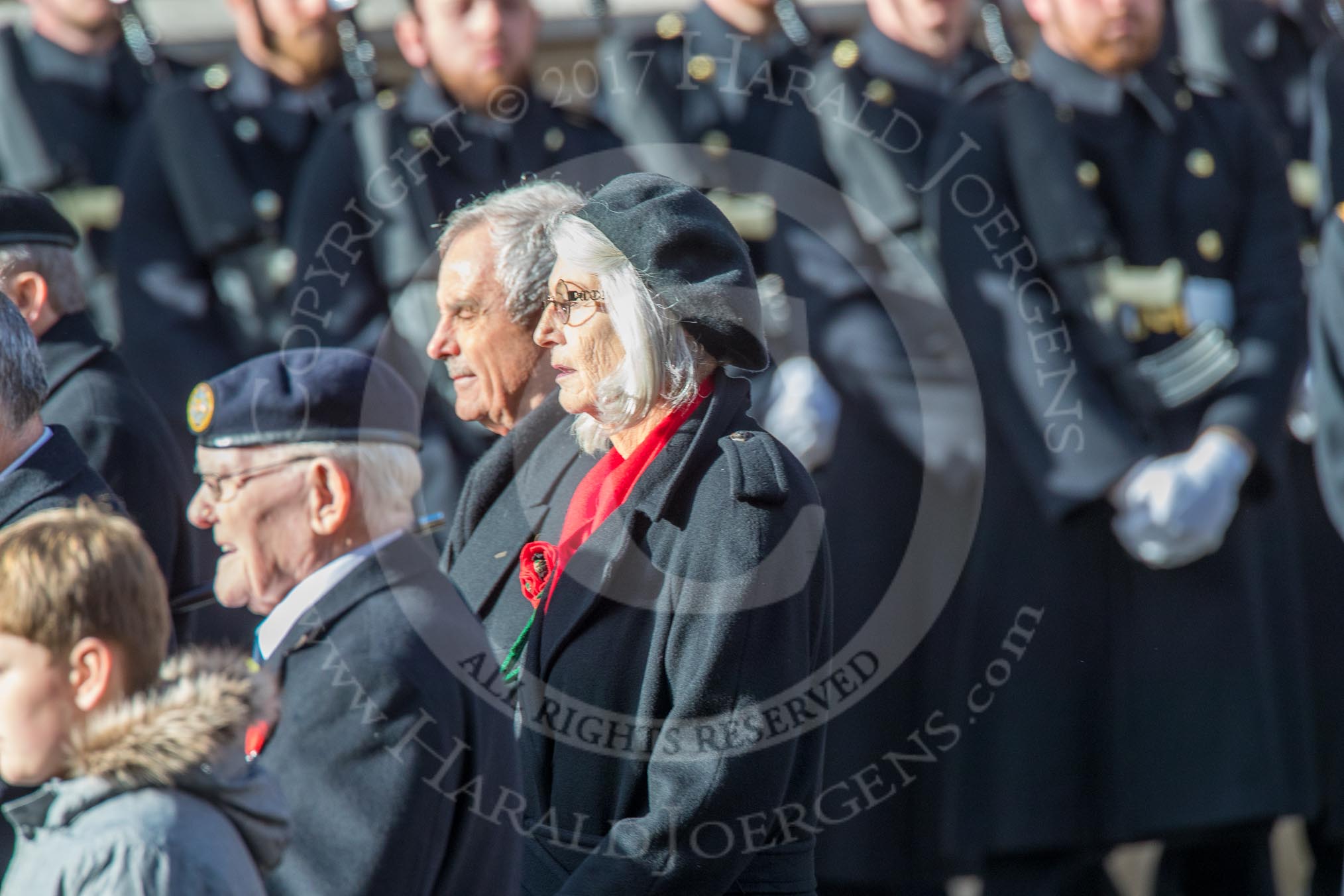 Foreign Legion Association of Great Britain (Group F27, 17 members) during the Royal British Legion March Past on Remembrance Sunday at the Cenotaph, Whitehall, Westminster, London, 11 November 2018, 11:54.