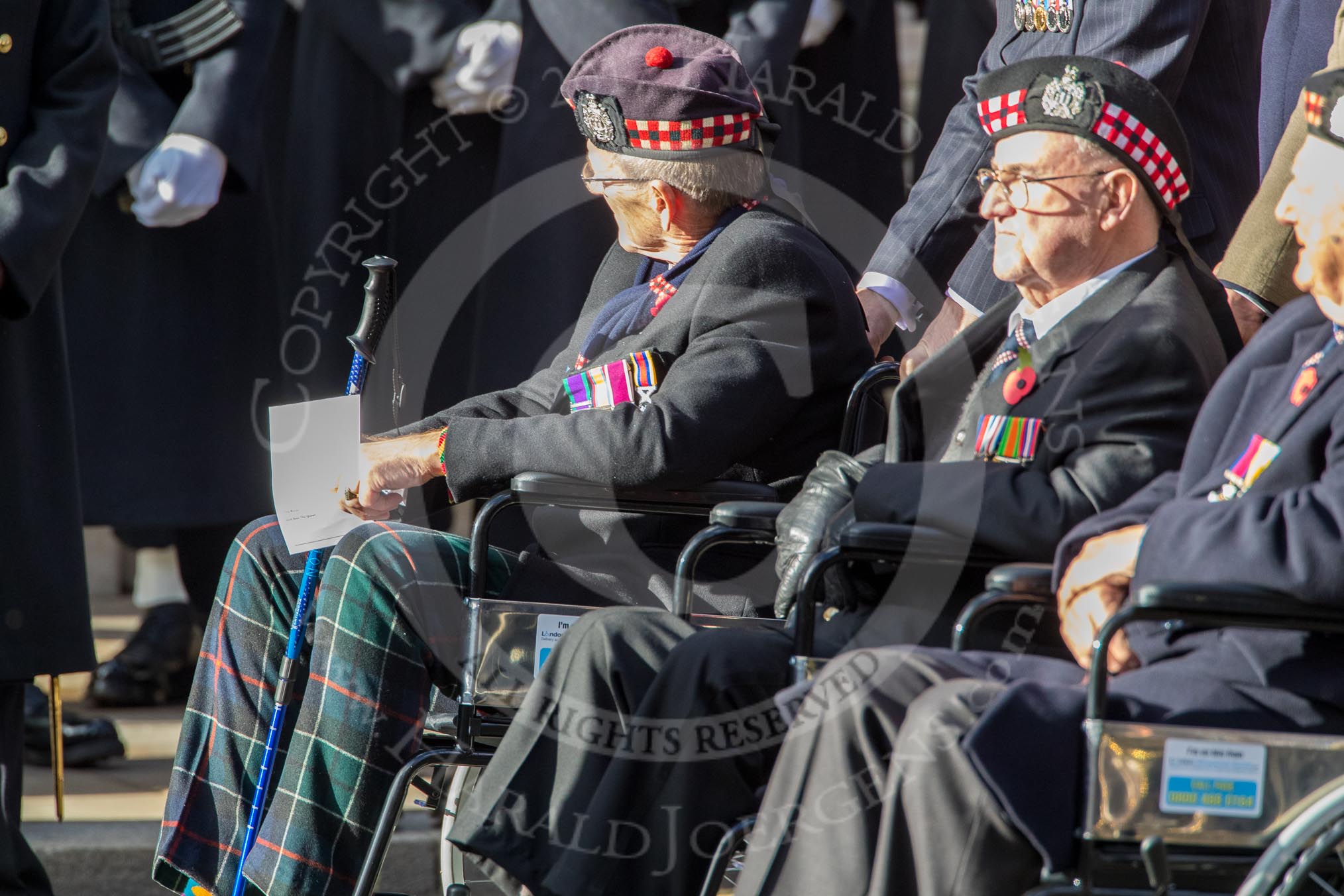 KOSB -The Kings Own Scottish Borderers Association (Group A9, 75 members) during the Royal British Legion March Past on Remembrance Sunday at the Cenotaph, Whitehall, Westminster, London, 11 November 2018, 11:57.