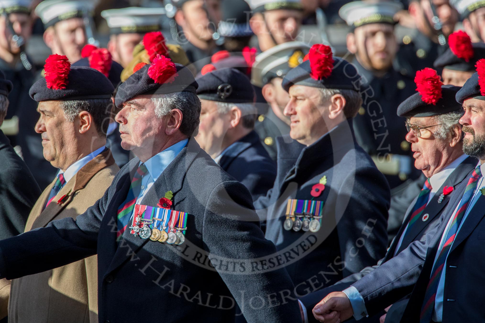 The Black Watch Association - London Branch (Group A10, 72 members) during the Royal British Legion March Past on Remembrance Sunday at the Cenotaph, Whitehall, Westminster, London, 11 November 2018, 11:57.