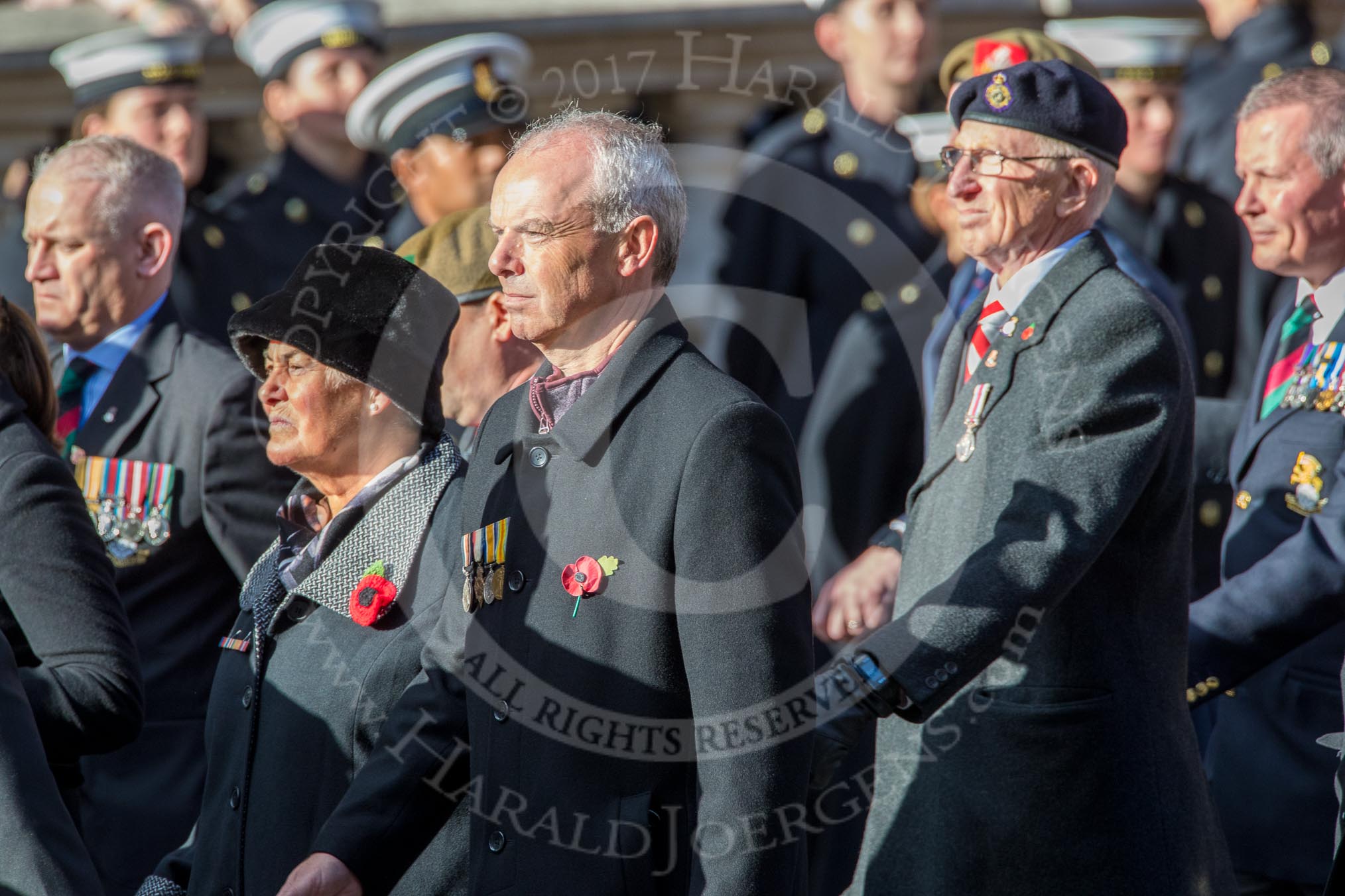 Yorkshire Regiment Association (Group A23, 51 members) during the Royal British Legion March Past on Remembrance Sunday at the Cenotaph, Whitehall, Westminster, London, 11 November 2018, 12:00.