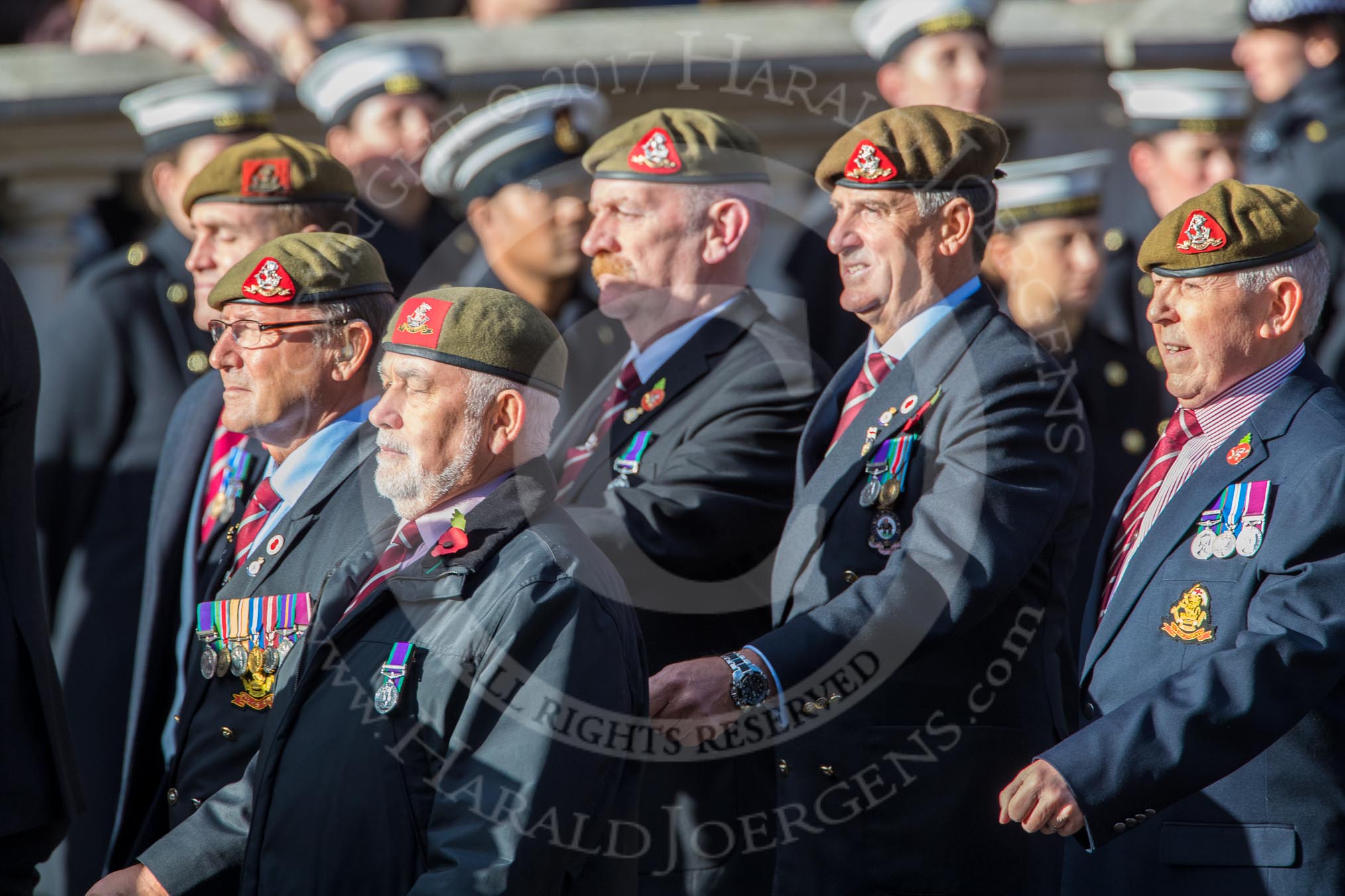 Yorkshire Regiment Association (Group A23, 51 members) during the Royal British Legion March Past on Remembrance Sunday at the Cenotaph, Whitehall, Westminster, London, 11 November 2018, 12:00.