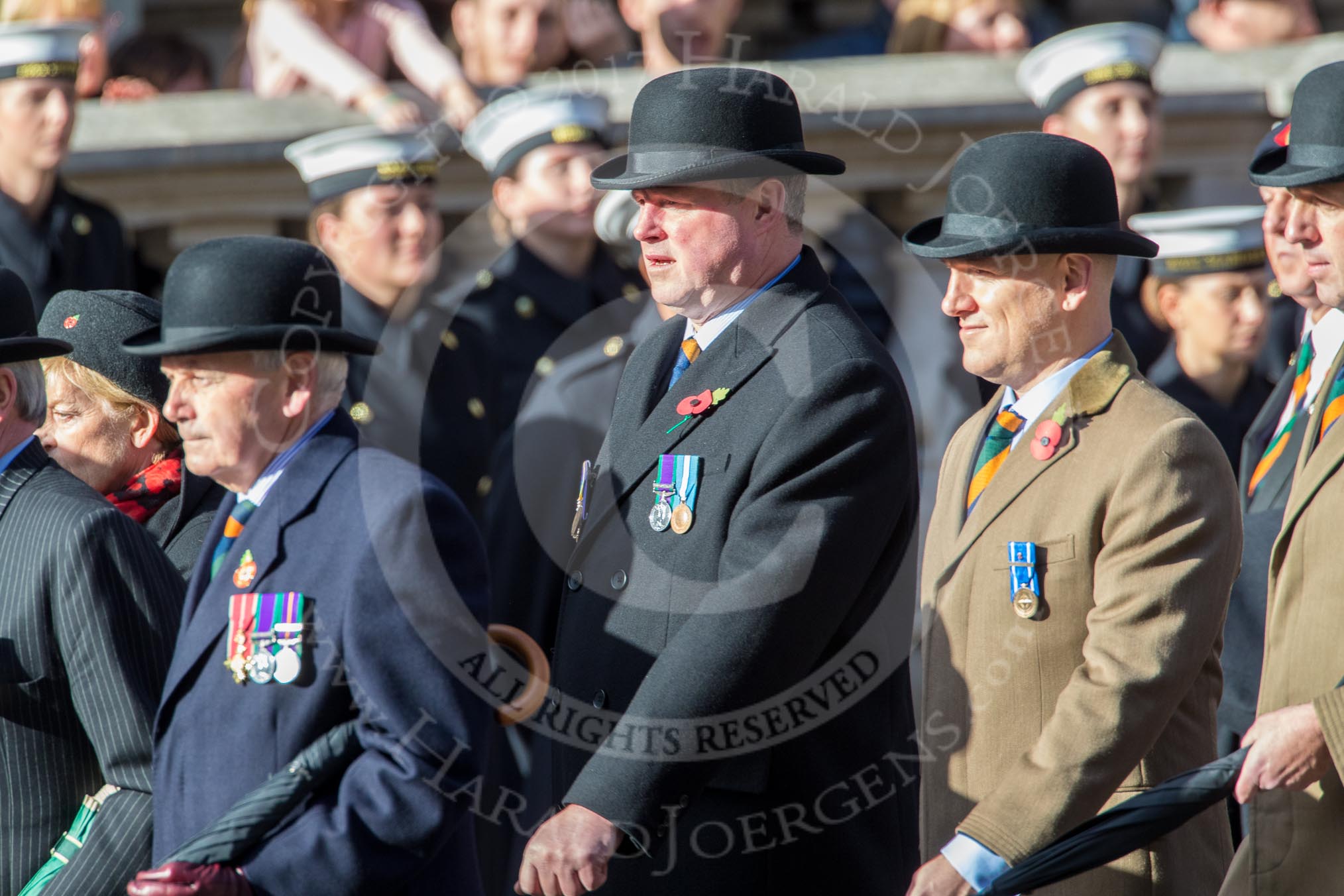 The King's Own Royal Border Regiment (Group A24, 80 members) during the Royal British Legion March Past on Remembrance Sunday at the Cenotaph, Whitehall, Westminster, London, 11 November 2018, 12:00.