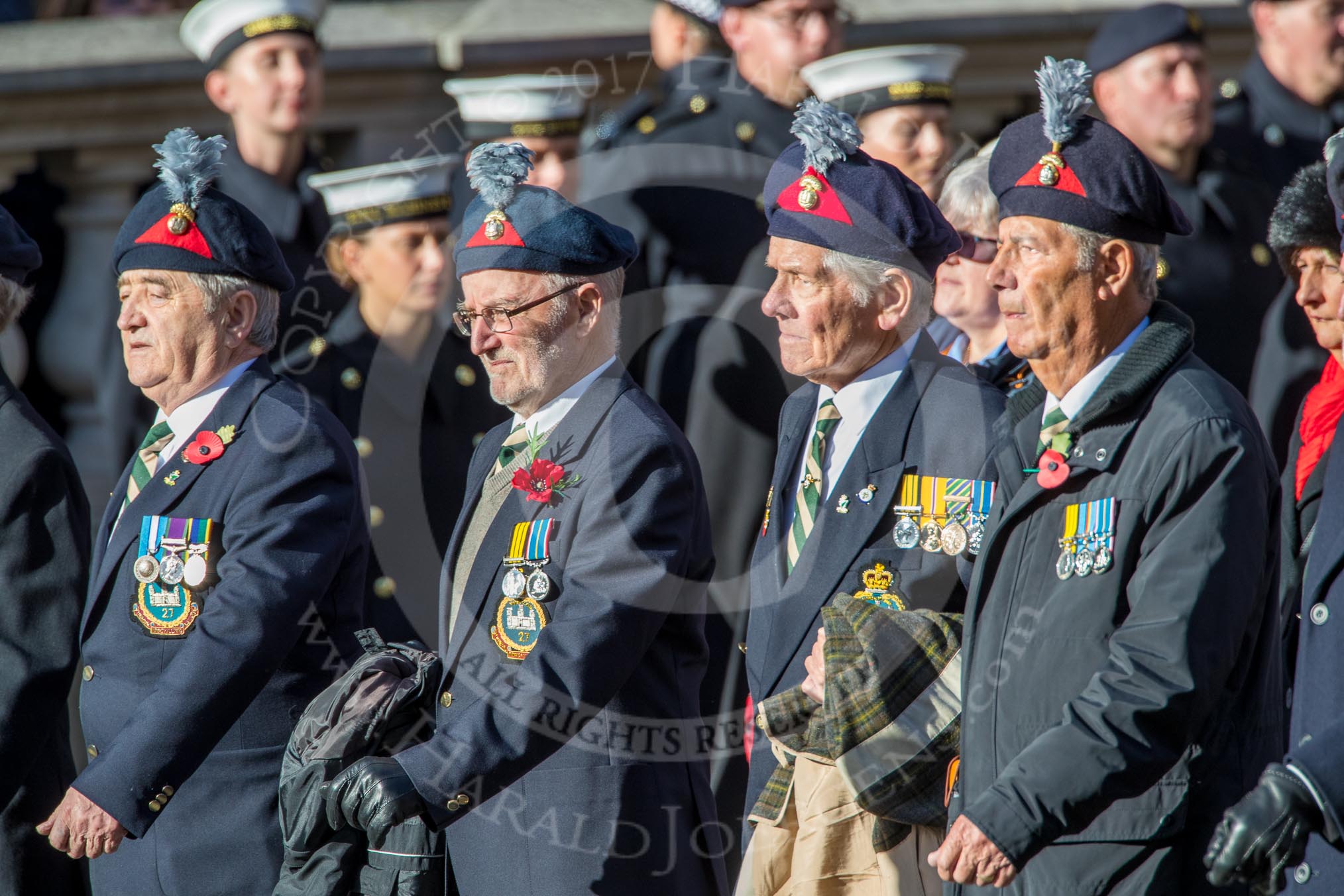 Combined Irish Regiments Association (Group A36, 34 members) during the Royal British Legion March Past on Remembrance Sunday at the Cenotaph, Whitehall, Westminster, London, 11 November 2018, 12:02.