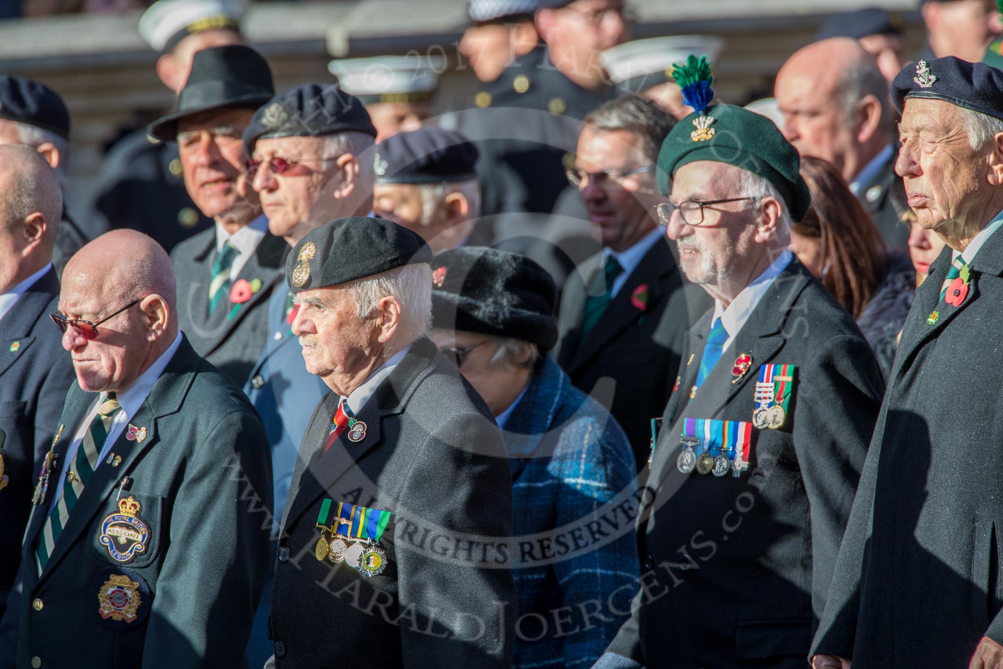 Combined Irish Regiments Association (Group A36, 34 members) during the Royal British Legion March Past on Remembrance Sunday at the Cenotaph, Whitehall, Westminster, London, 11 November 2018, 12:02.