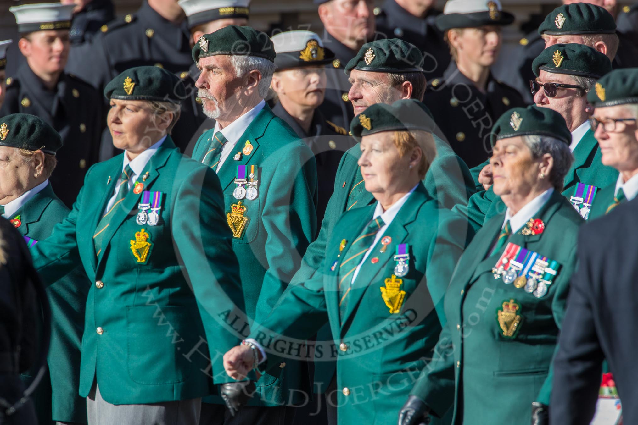 The Regimental Association of The Ulster Defence Regiment (Group A38, 83 members) during the Royal British Legion March Past on Remembrance Sunday at the Cenotaph, Whitehall, Westminster, London, 11 November 2018, 12:03.