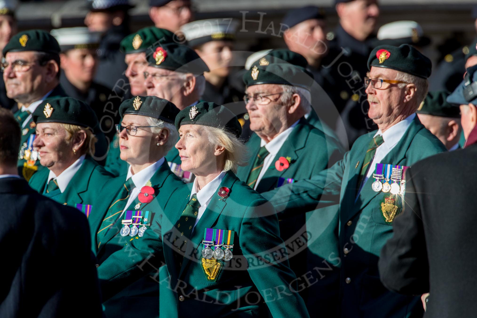 The Regimental Association of The Ulster Defence Regiment (Group A38, 83 members) during the Royal British Legion March Past on Remembrance Sunday at the Cenotaph, Whitehall, Westminster, London, 11 November 2018, 12:03.