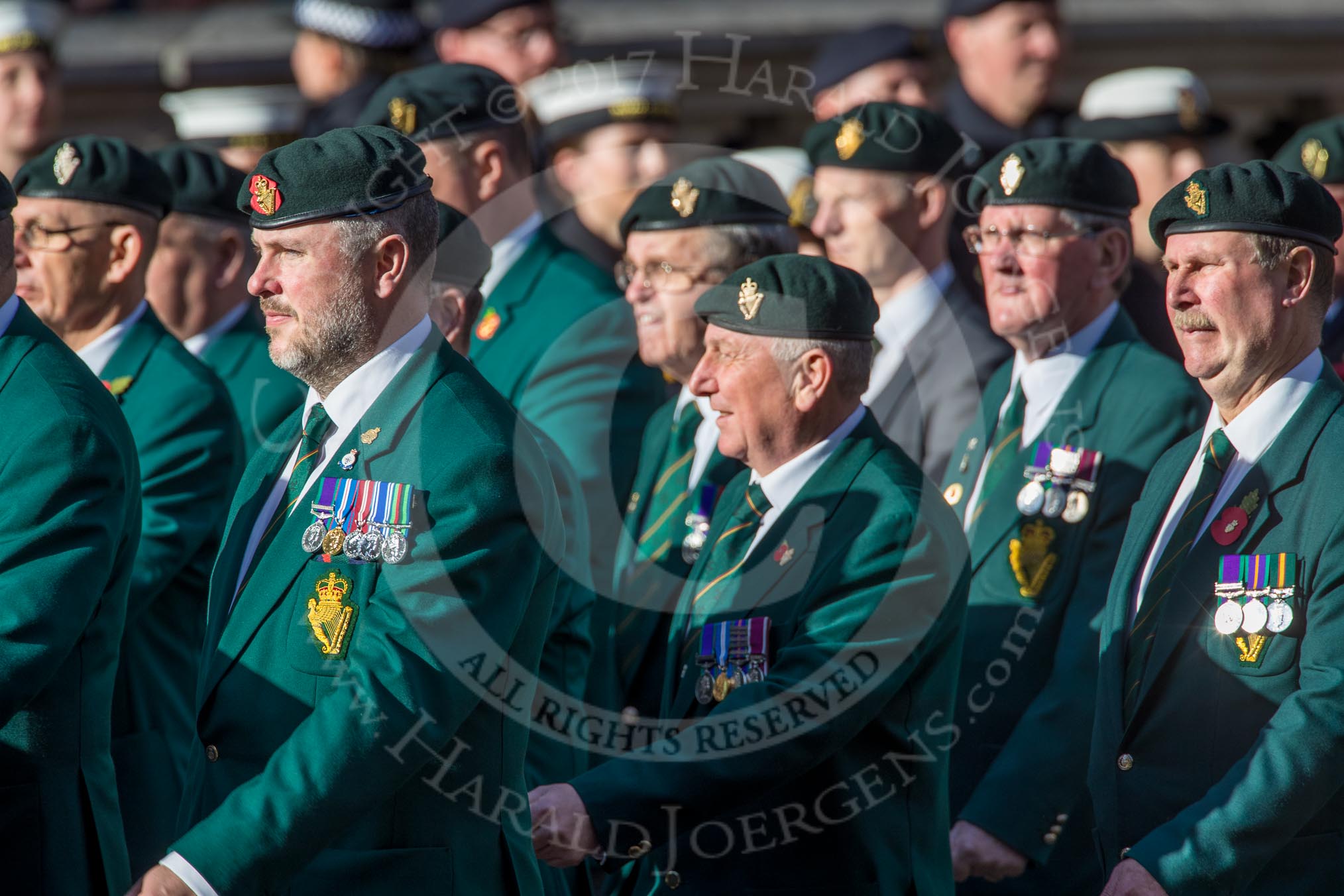 The Regimental Association of The Ulster Defence Regiment (Group A38, 83 members) during the Royal British Legion March Past on Remembrance Sunday at the Cenotaph, Whitehall, Westminster, London, 11 November 2018, 12:03.