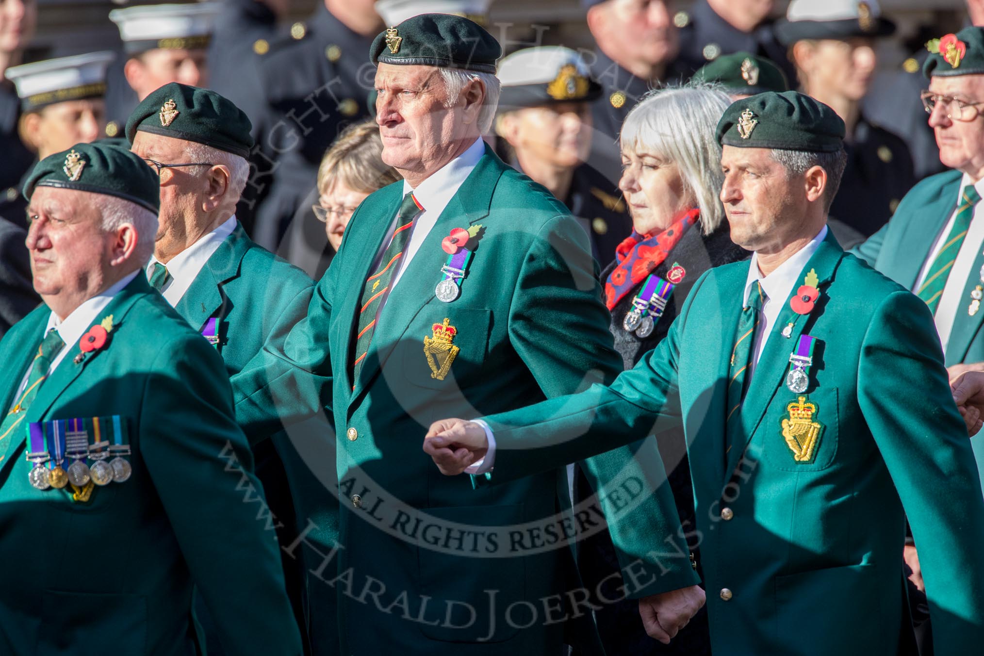 The Regimental Association of The Ulster Defence Regiment (Group A38, 83 members) during the Royal British Legion March Past on Remembrance Sunday at the Cenotaph, Whitehall, Westminster, London, 11 November 2018, 12:03.