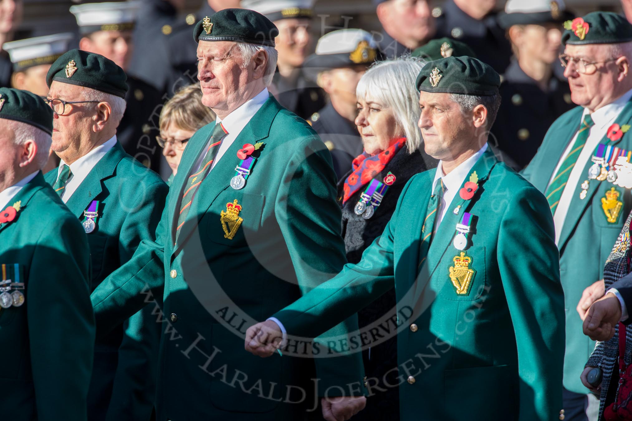 The Regimental Association of The Ulster Defence Regiment (Group A38, 83 members) during the Royal British Legion March Past on Remembrance Sunday at the Cenotaph, Whitehall, Westminster, London, 11 November 2018, 12:03.