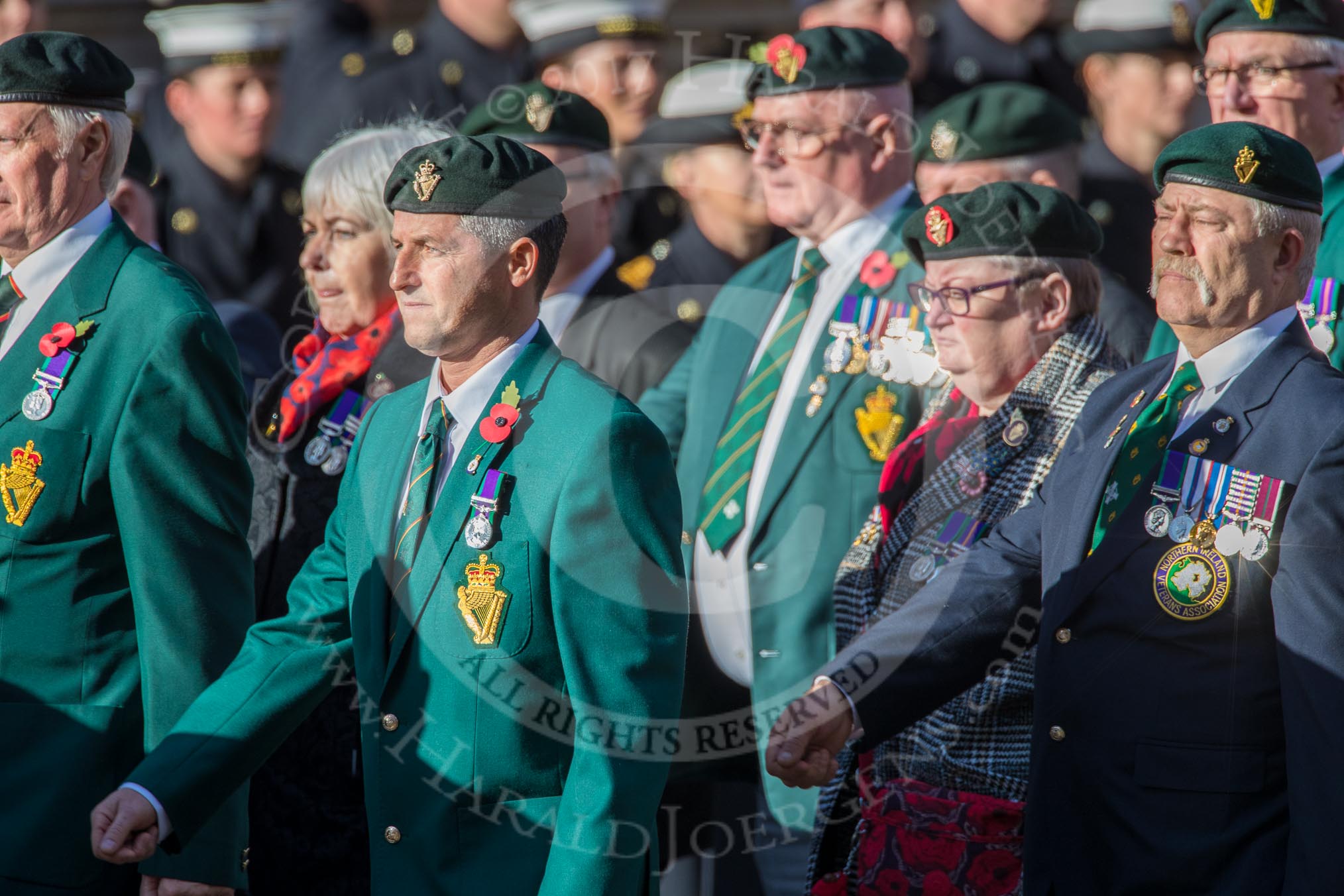 The Regimental Association of The Ulster Defence Regiment (Group A38, 83 members) during the Royal British Legion March Past on Remembrance Sunday at the Cenotaph, Whitehall, Westminster, London, 11 November 2018, 12:03.