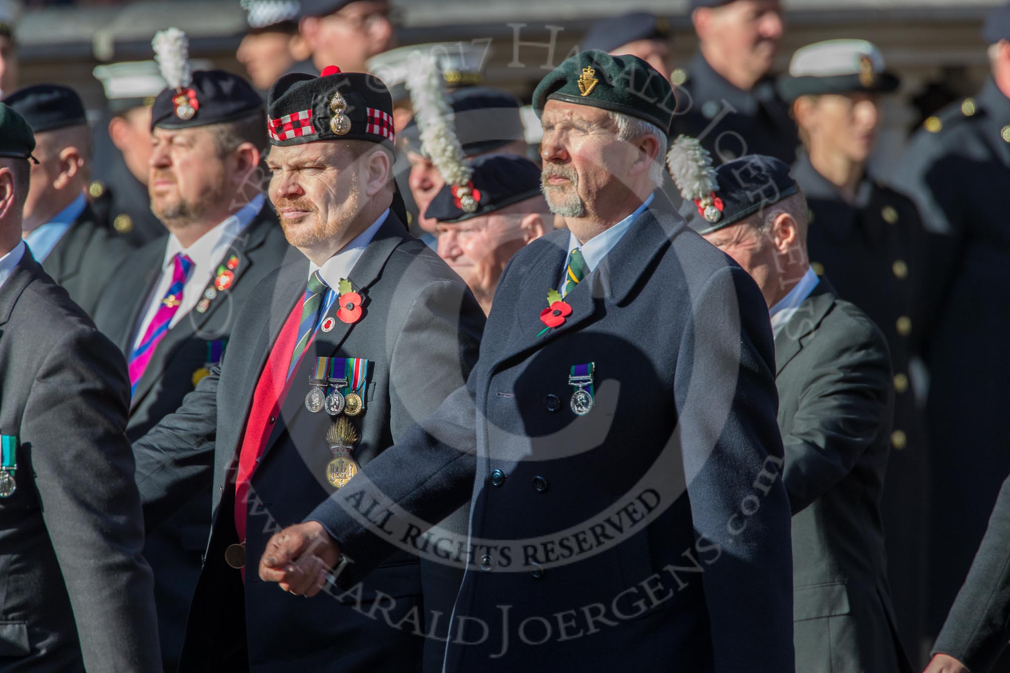 The Regimental Association of The Ulster Defence Regiment (Group A38, 83 members) during the Royal British Legion March Past on Remembrance Sunday at the Cenotaph, Whitehall, Westminster, London, 11 November 2018, 12:03.