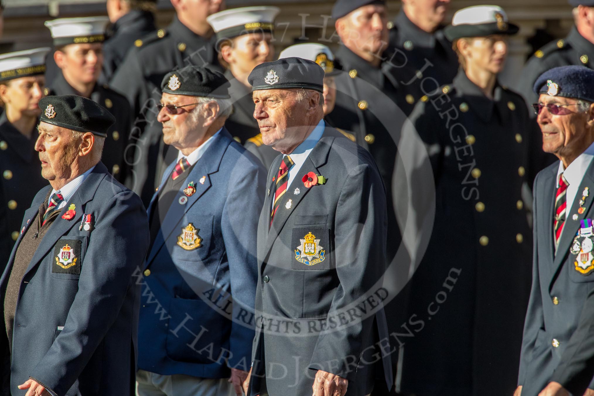 Royal Welsh Comrades Association (Group A39, 8 members) during the Royal British Legion March Past on Remembrance Sunday at the Cenotaph, Whitehall, Westminster, London, 11 November 2018, 12:03.