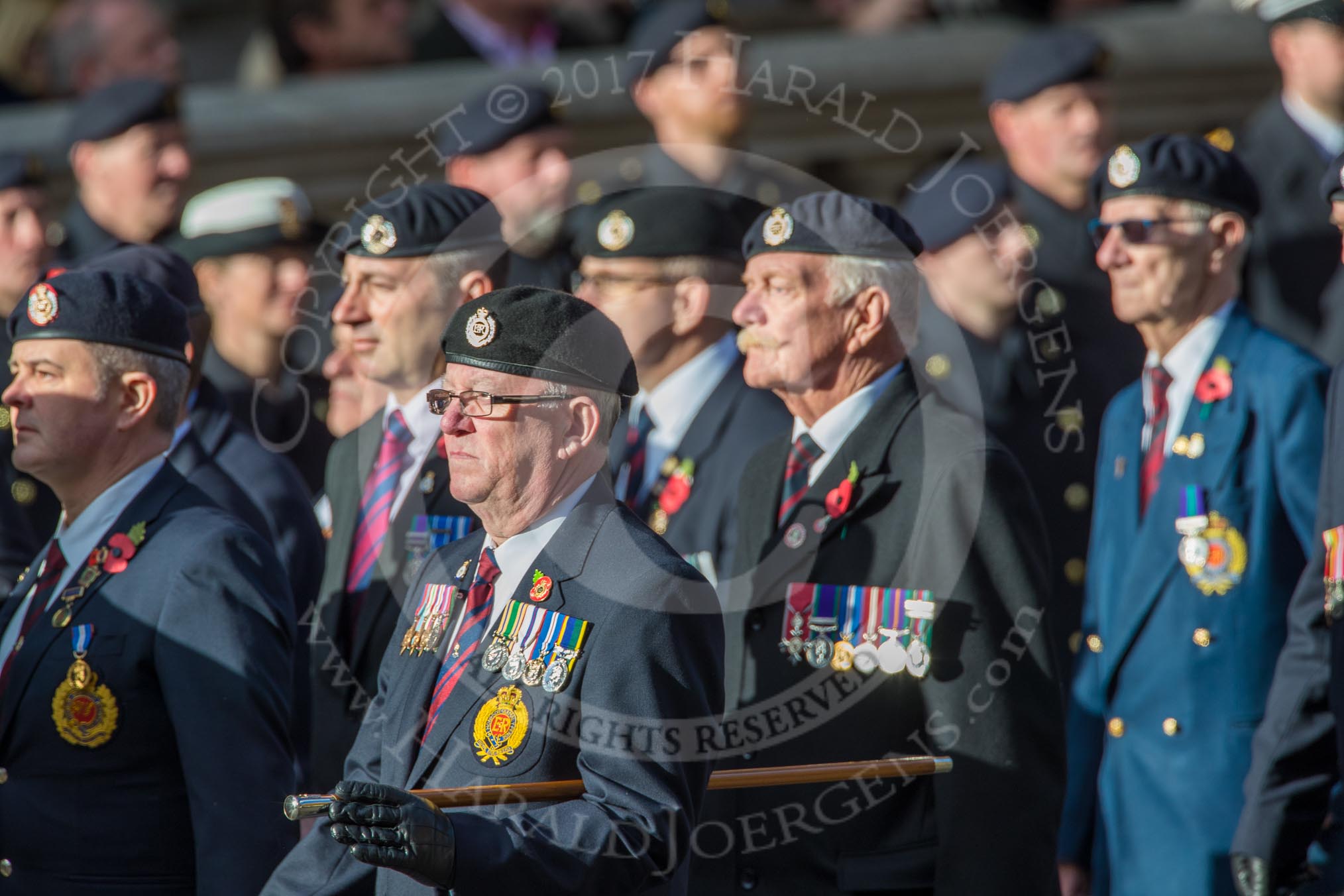 Royal Engineers Association (Group B4, 25 members) during the Royal British Legion March Past on Remembrance Sunday at the Cenotaph, Whitehall, Westminster, London, 11 November 2018, 12:06.