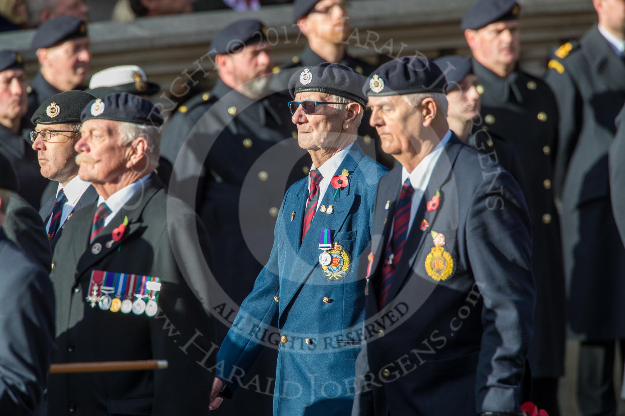 Royal Engineers Association (Group B4, 25 members) during the Royal British Legion March Past on Remembrance Sunday at the Cenotaph, Whitehall, Westminster, London, 11 November 2018, 12:06.