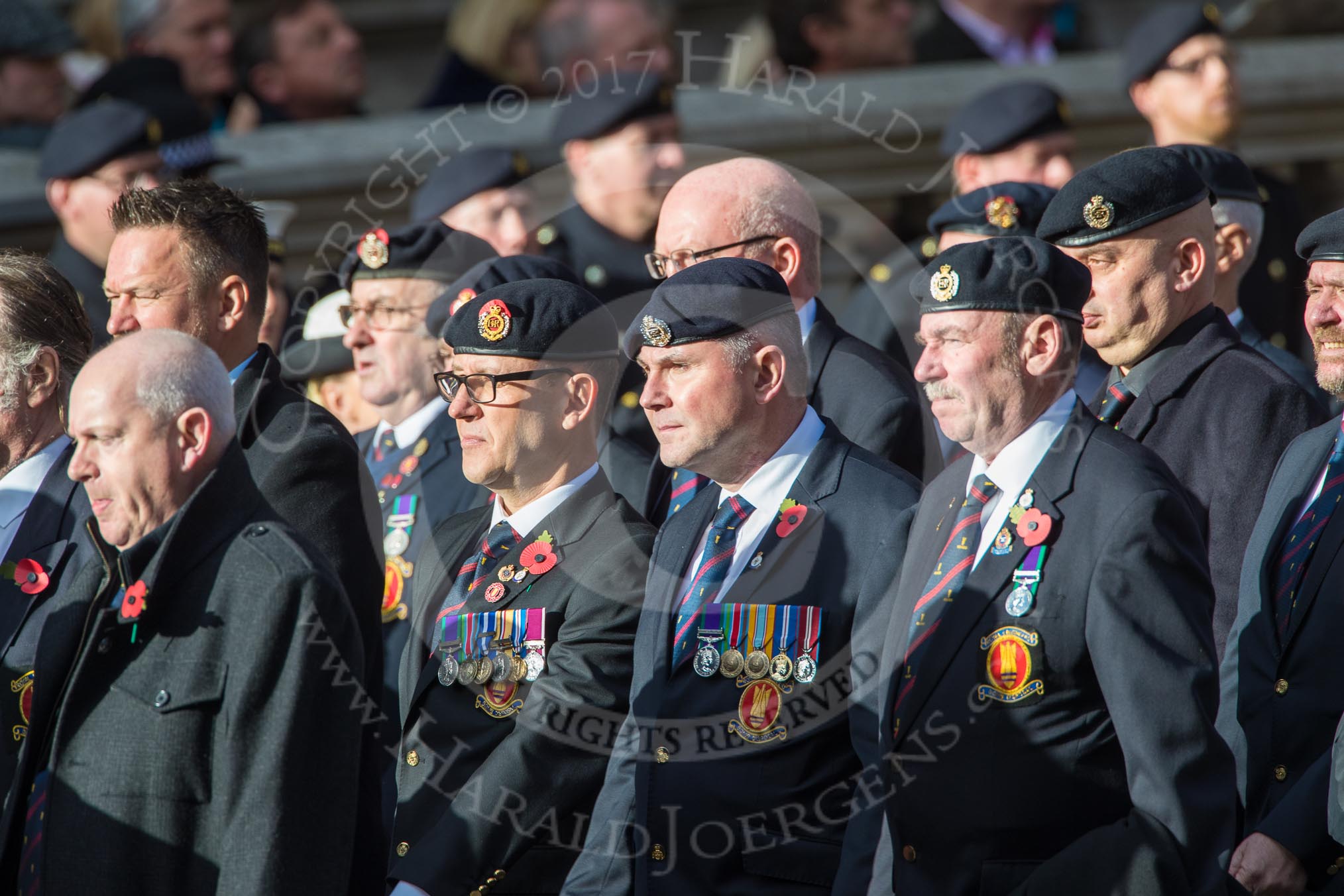 Royal Engineers Bomb Disposal Association (Group B5, 60 members) during the Royal British Legion March Past on Remembrance Sunday at the Cenotaph, Whitehall, Westminster, London, 11 November 2018, 12:06.