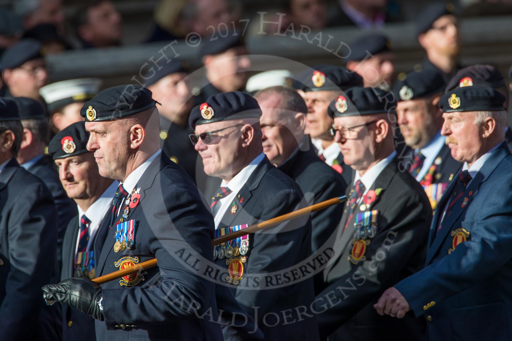 Royal Engineers Bomb Disposal Association (Group B5, 60 members) during the Royal British Legion March Past on Remembrance Sunday at the Cenotaph, Whitehall, Westminster, London, 11 November 2018, 12:06.