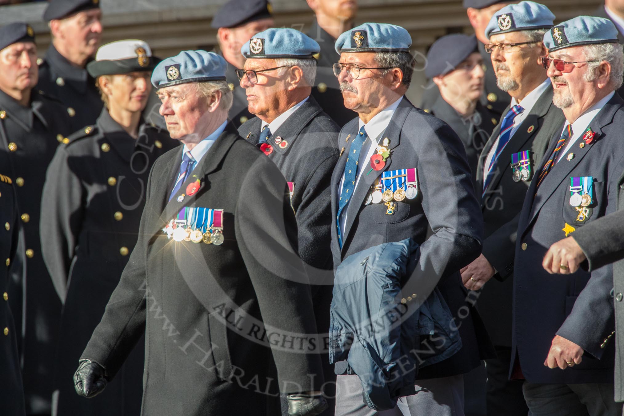 Army Air Corps Veteran Association (Group B7, 42 members) during the Royal British Legion March Past on Remembrance Sunday at the Cenotaph, Whitehall, Westminster, London, 11 November 2018, 12:07.