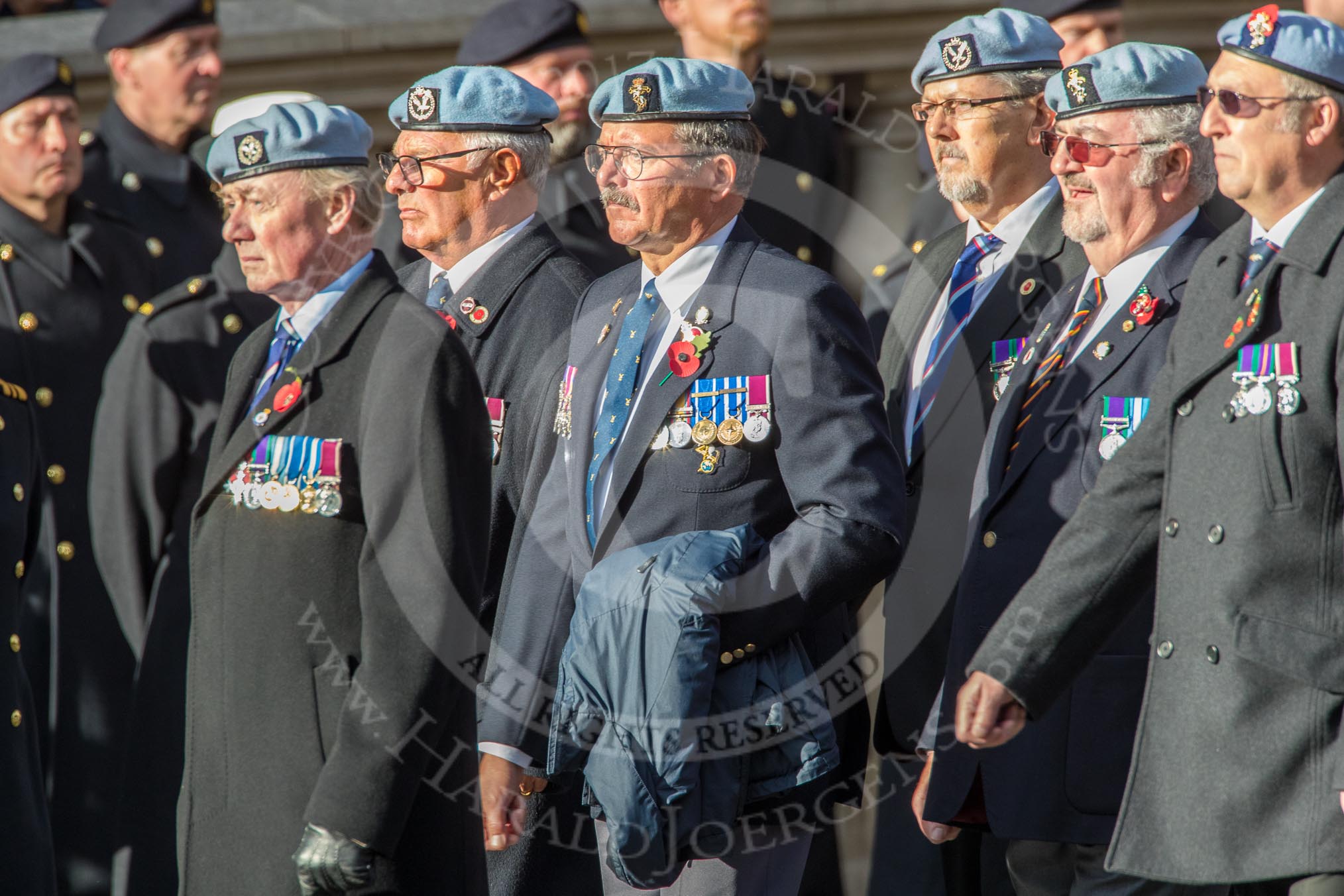 Army Air Corps Veteran Association (Group B7, 42 members) during the Royal British Legion March Past on Remembrance Sunday at the Cenotaph, Whitehall, Westminster, London, 11 November 2018, 12:07.