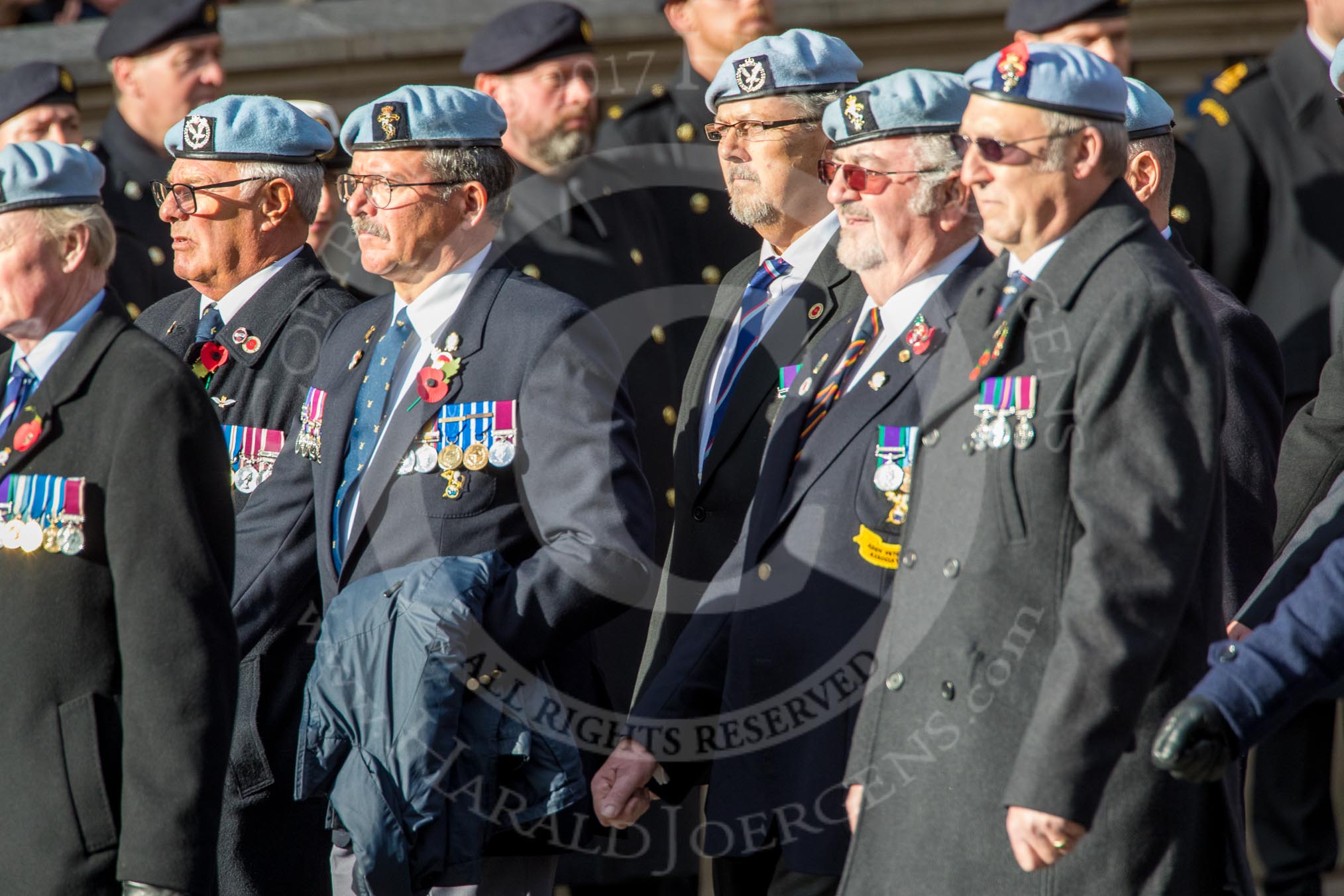 Army Air Corps Veteran Association (Group B7, 42 members) during the Royal British Legion March Past on Remembrance Sunday at the Cenotaph, Whitehall, Westminster, London, 11 November 2018, 12:07.