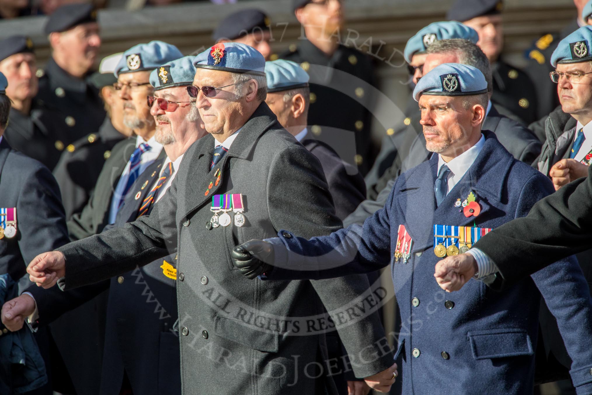 Army Air Corps Veteran Association (Group B7, 42 members) during the Royal British Legion March Past on Remembrance Sunday at the Cenotaph, Whitehall, Westminster, London, 11 November 2018, 12:07.