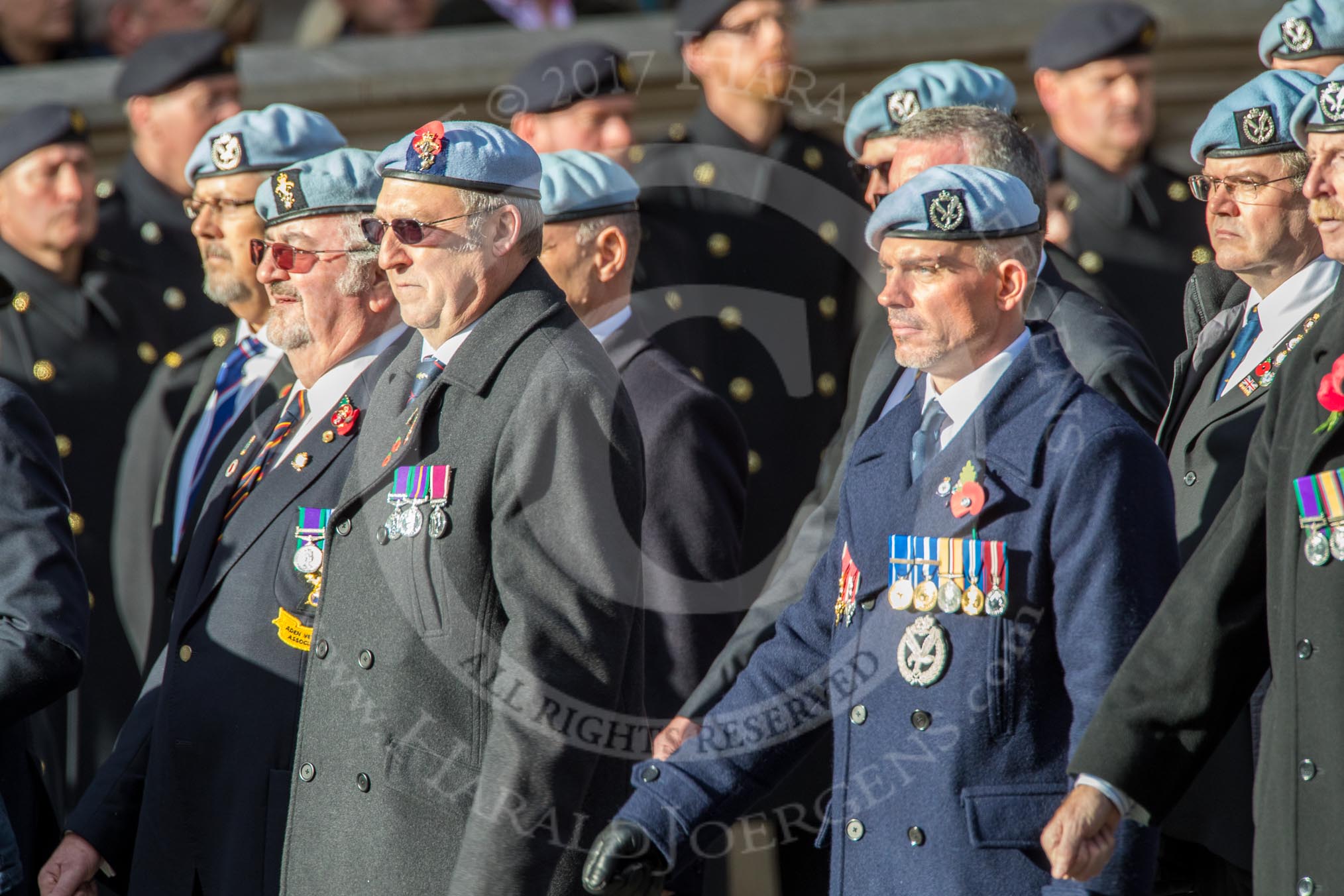 Army Air Corps Veteran Association (Group B7, 42 members) during the Royal British Legion March Past on Remembrance Sunday at the Cenotaph, Whitehall, Westminster, London, 11 November 2018, 12:07.