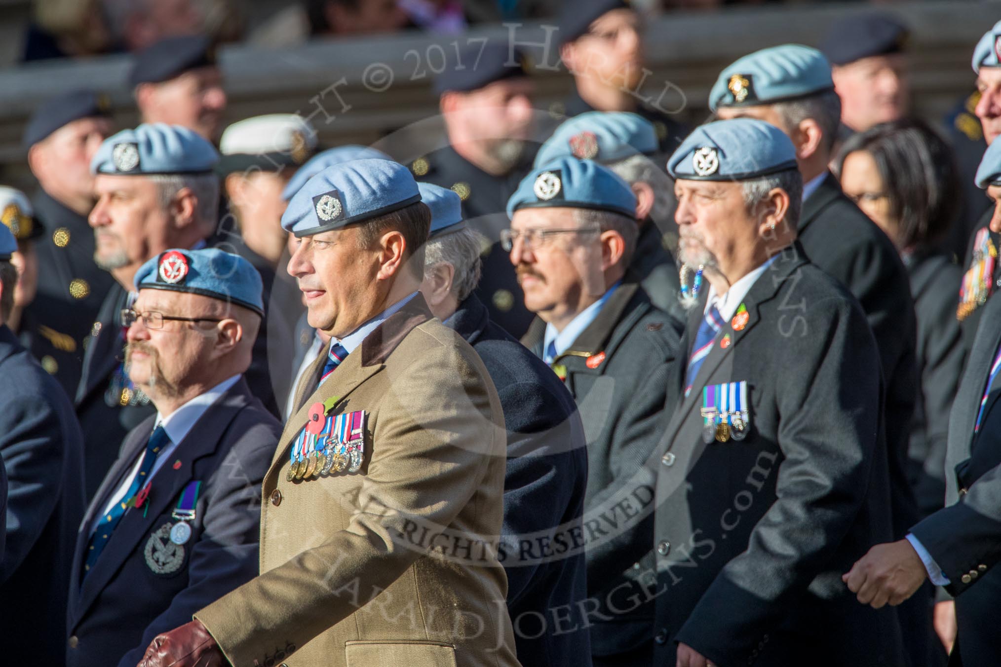 Army Air Corps Veteran Association (Group B7, 42 members) during the Royal British Legion March Past on Remembrance Sunday at the Cenotaph, Whitehall, Westminster, London, 11 November 2018, 12:07.