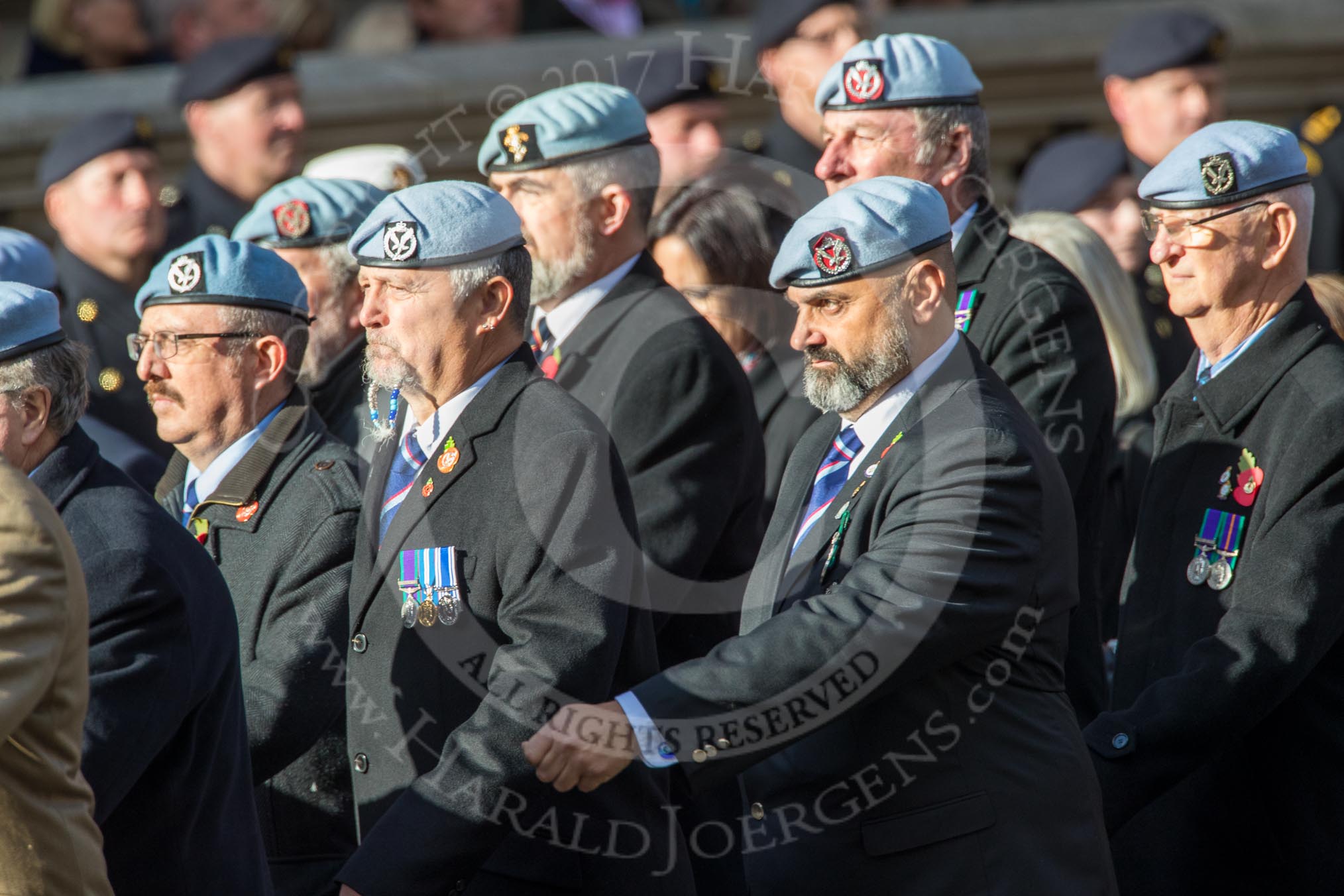 Army Air Corps Veteran Association (Group B7, 42 members) during the Royal British Legion March Past on Remembrance Sunday at the Cenotaph, Whitehall, Westminster, London, 11 November 2018, 12:07.