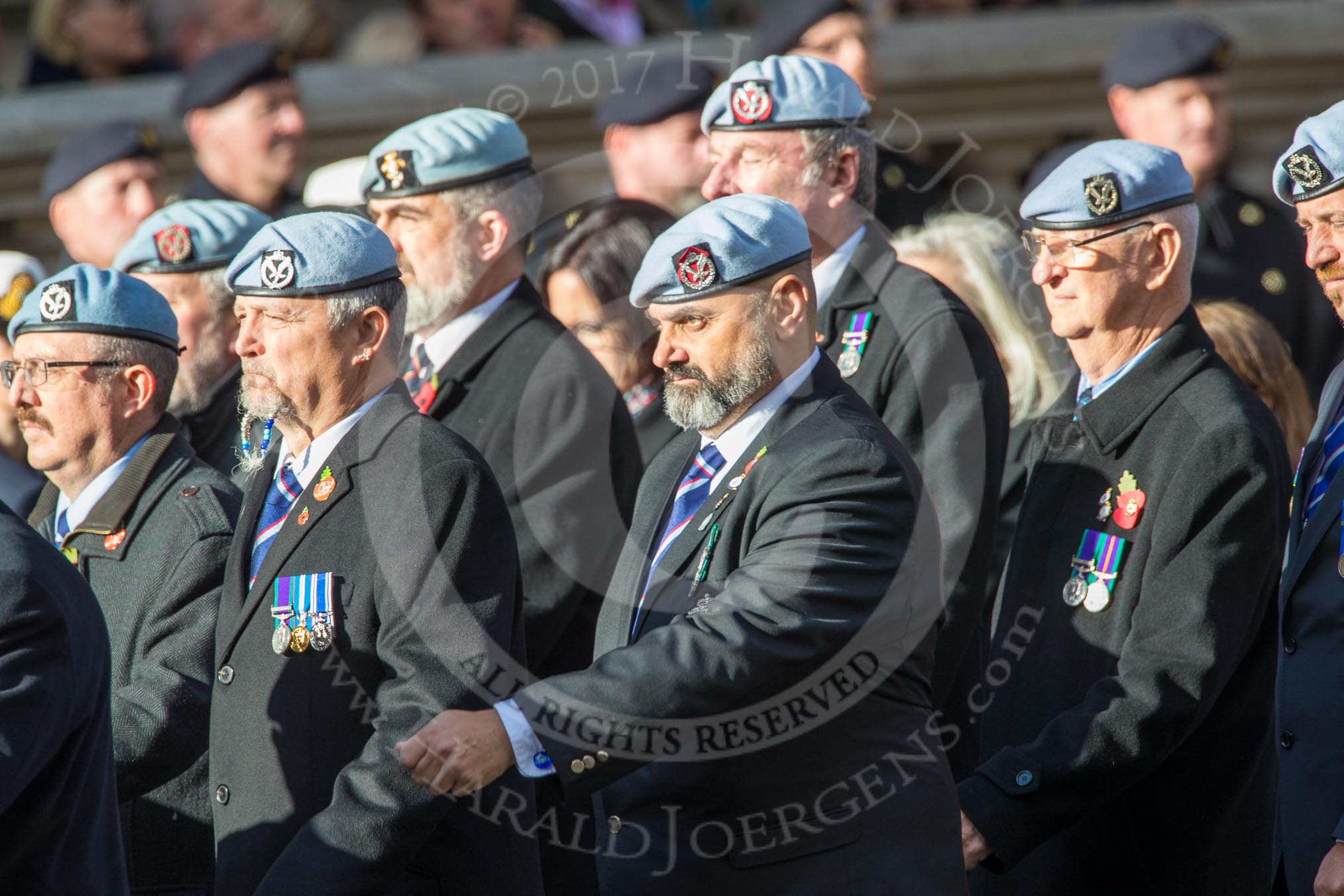 Army Air Corps Veteran Association (Group B7, 42 members) during the Royal British Legion March Past on Remembrance Sunday at the Cenotaph, Whitehall, Westminster, London, 11 November 2018, 12:07.