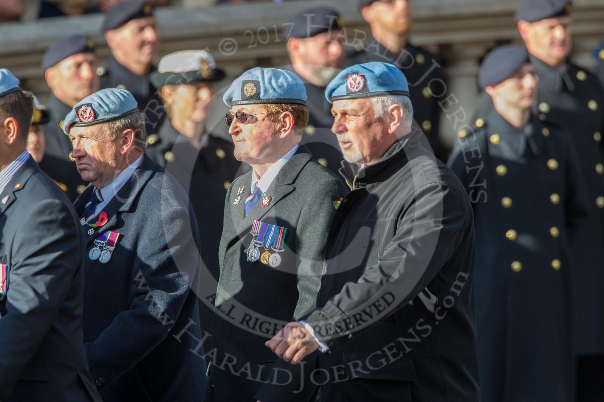 Army Air Corps Veteran Association (Group B7, 42 members) during the Royal British Legion March Past on Remembrance Sunday at the Cenotaph, Whitehall, Westminster, London, 11 November 2018, 12:07.