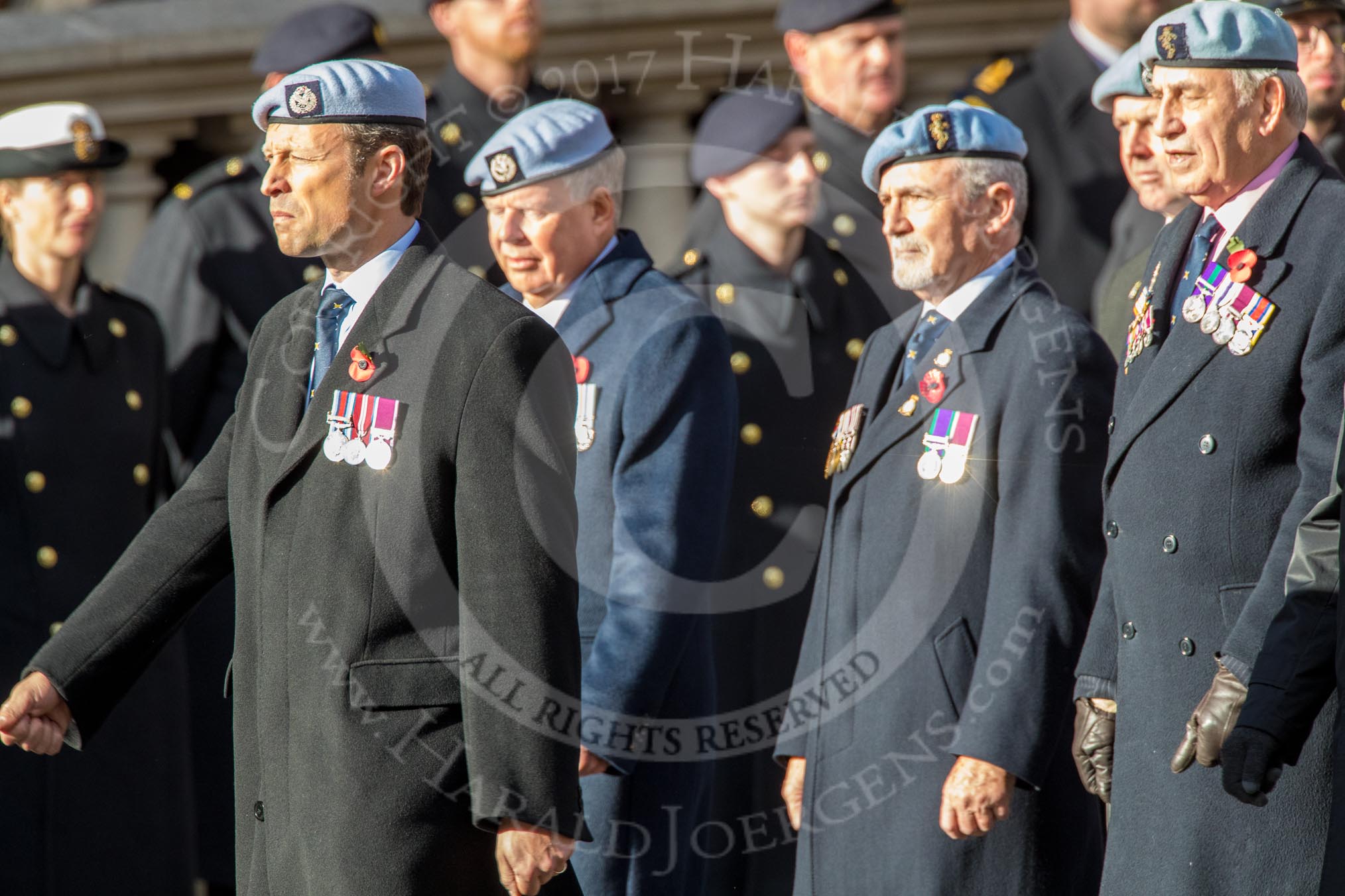 656 Squadron Association (Group B8, 24 members) during the Royal British Legion March Past on Remembrance Sunday at the Cenotaph, Whitehall, Westminster, London, 11 November 2018, 12:07.