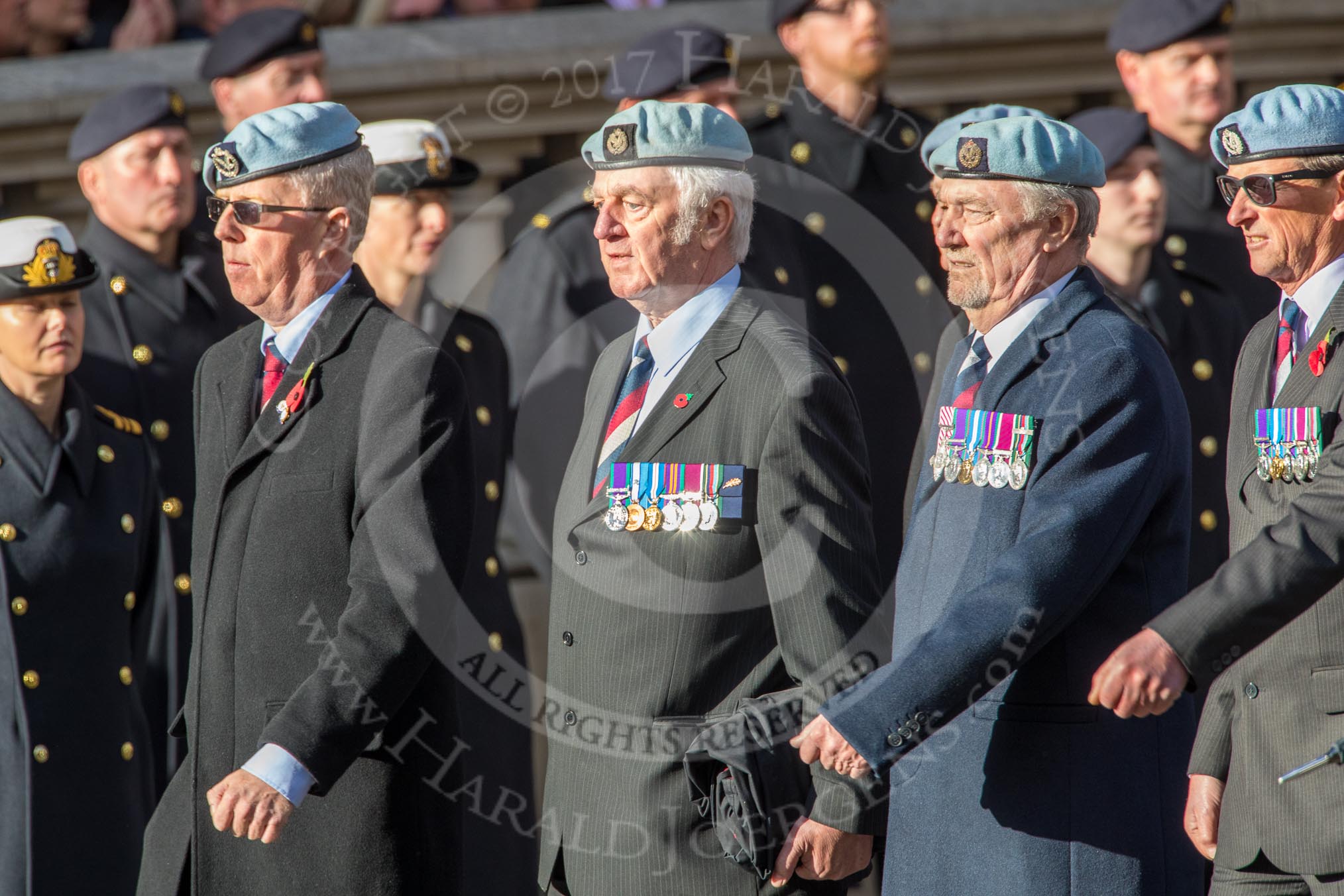 7 Regiment Army Air Corps (Volunteers) Association (Group B9, 13 members) during the Royal British Legion March Past on Remembrance Sunday at the Cenotaph, Whitehall, Westminster, London, 11 November 2018, 12:07.