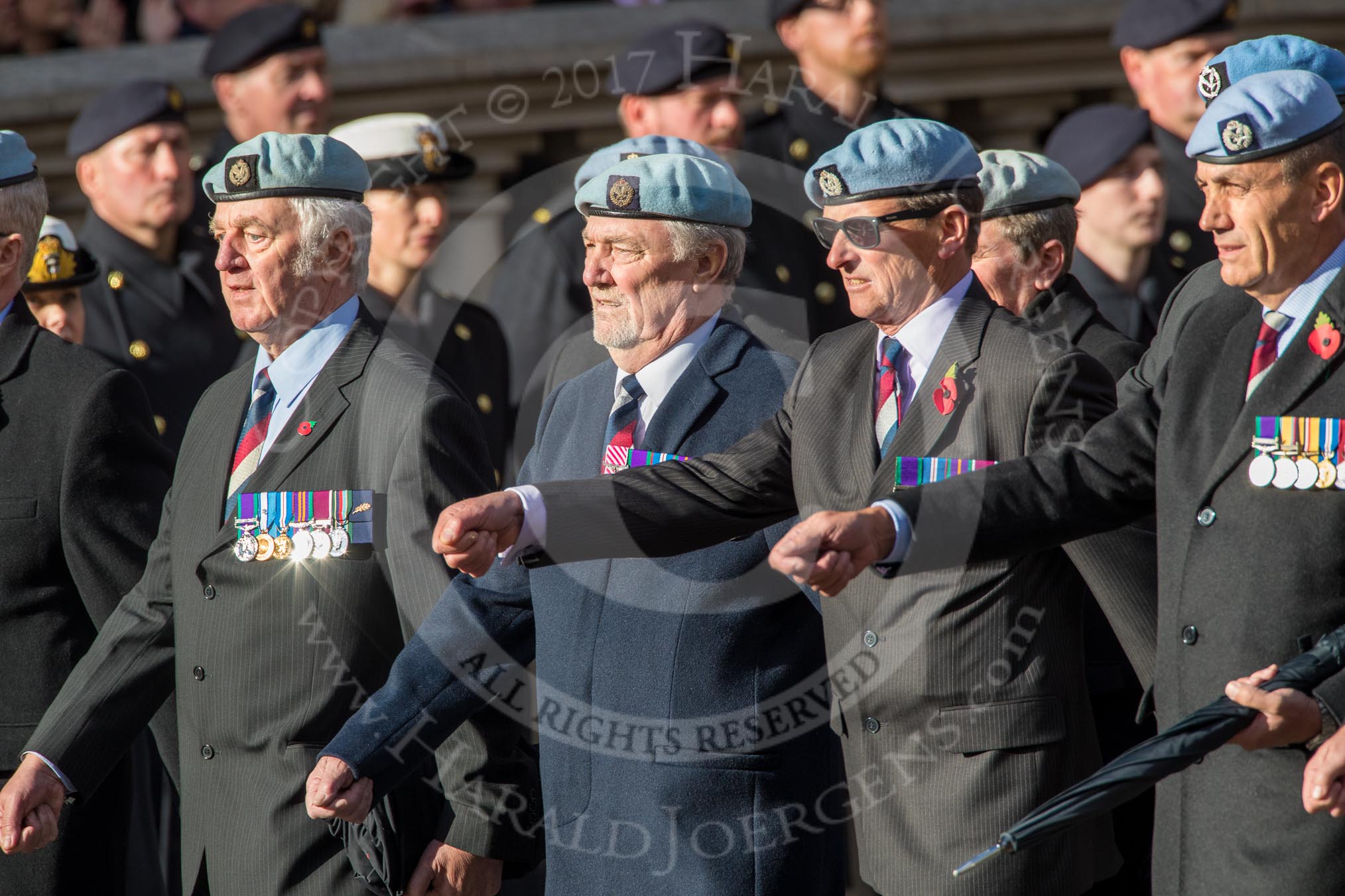 7 Regiment Army Air Corps (Volunteers) Association (Group B9, 13 members) during the Royal British Legion March Past on Remembrance Sunday at the Cenotaph, Whitehall, Westminster, London, 11 November 2018, 12:07.