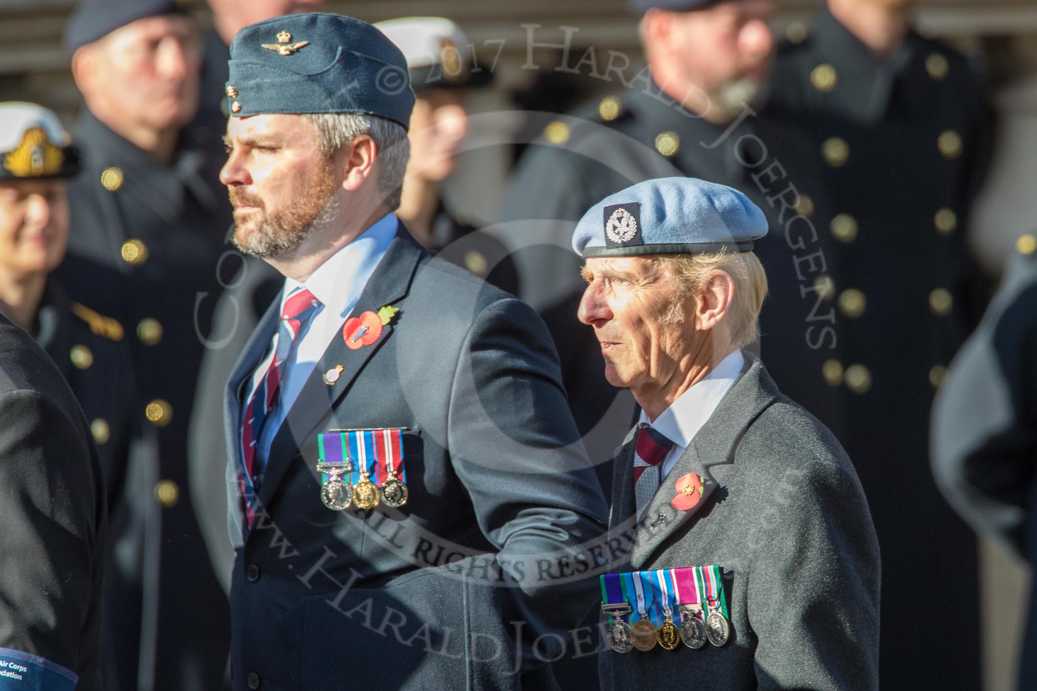 7 Regiment Army Air Corps (Volunteers) Association (Group B9, 13 members) during the Royal British Legion March Past on Remembrance Sunday at the Cenotaph, Whitehall, Westminster, London, 11 November 2018, 12:07.