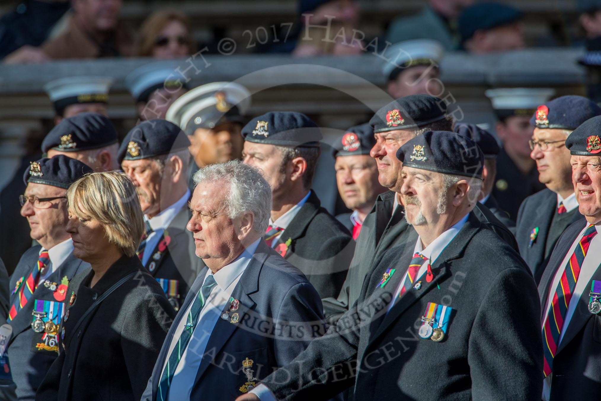 The 16th/5th Queen's Royal Lancers OCA (Group B23, 39 members) during the Royal British Legion March Past on Remembrance Sunday at the Cenotaph, Whitehall, Westminster, London, 11 November 2018, 12:11.