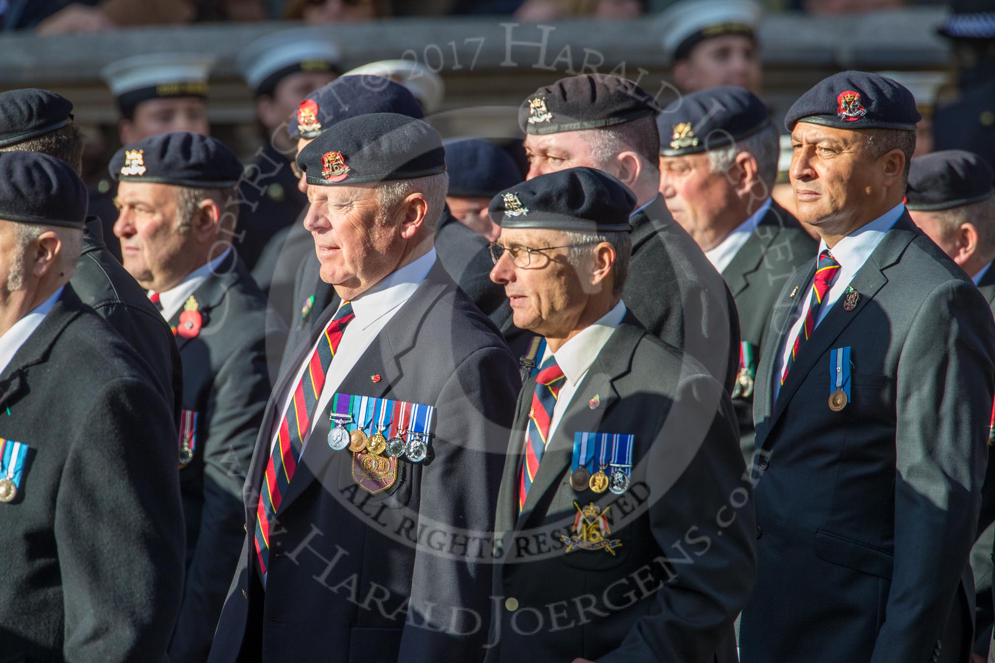 The 16th/5th Queen's Royal Lancers OCA (Group B23, 39 members) during the Royal British Legion March Past on Remembrance Sunday at the Cenotaph, Whitehall, Westminster, London, 11 November 2018, 12:11.