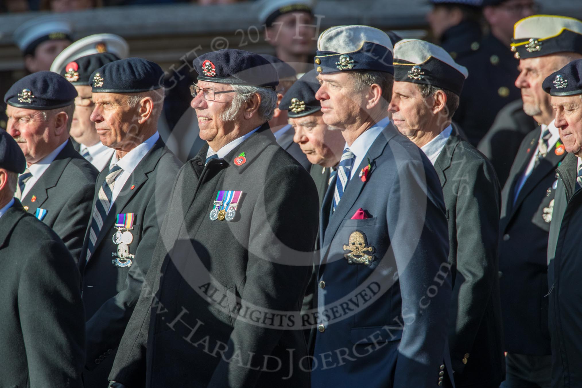 17th/21st Lancers (Death or Glory Boys) Veterans Association (Group B24, 35 members) during the Royal British Legion March Past on Remembrance Sunday at the Cenotaph, Whitehall, Westminster, London, 11 November 2018, 12:11.