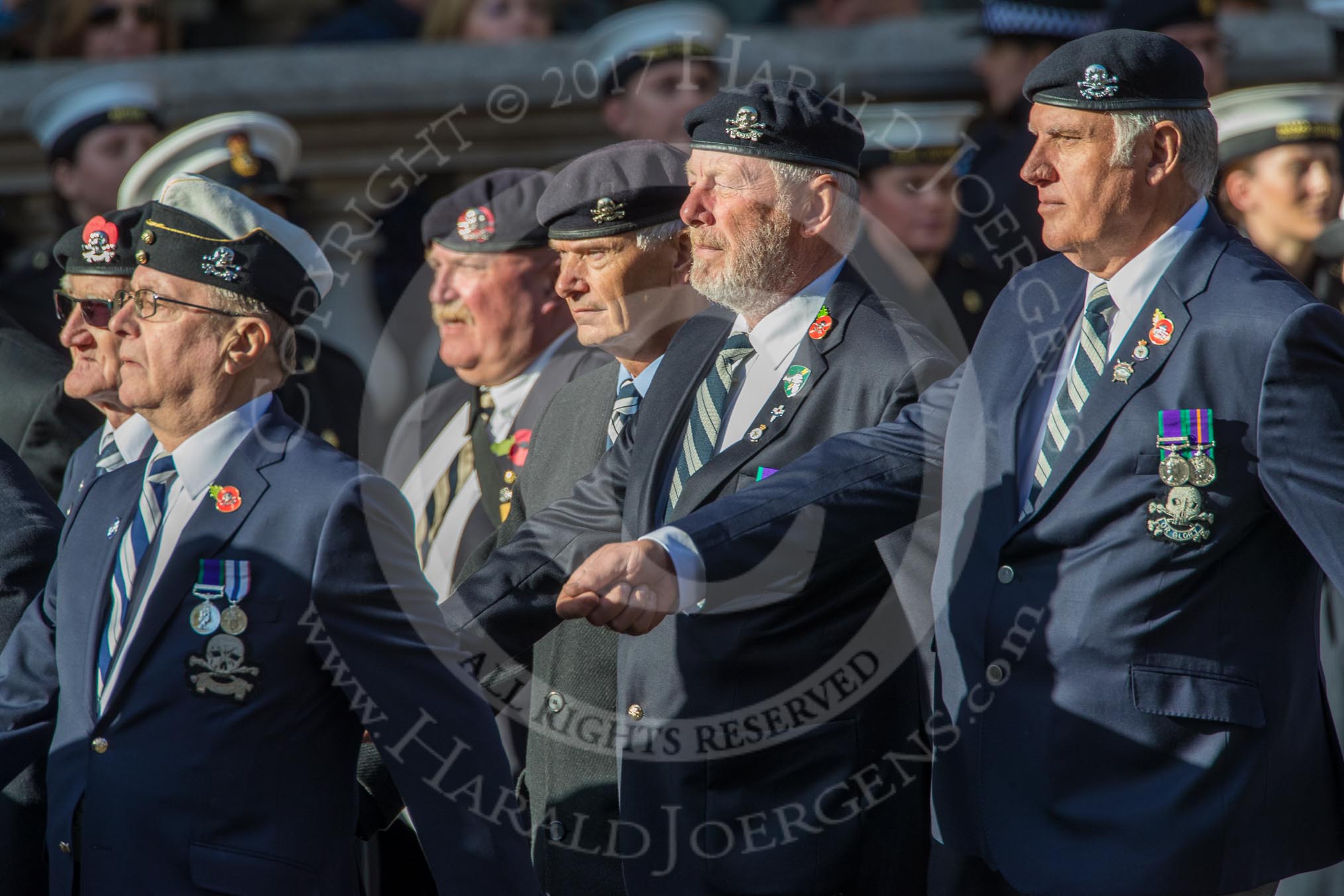 17th/21st Lancers (Death or Glory Boys) Veterans Association (Group B24, 35 members) during the Royal British Legion March Past on Remembrance Sunday at the Cenotaph, Whitehall, Westminster, London, 11 November 2018, 12:11.