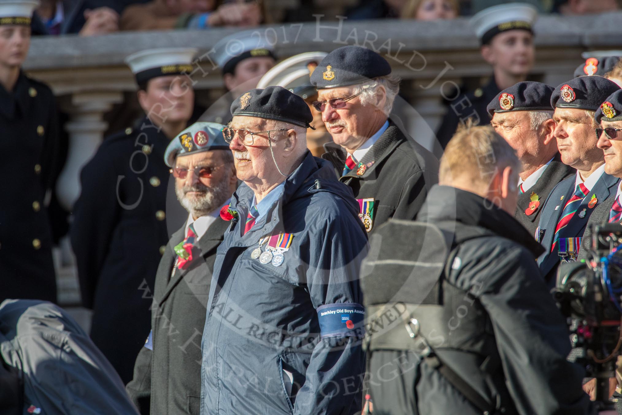 Beachley Old Boys' Association (BOBA) (Group B25, 29 members) during the Royal British Legion March Past on Remembrance Sunday at the Cenotaph, Whitehall, Westminster, London, 11 November 2018, 12:11.