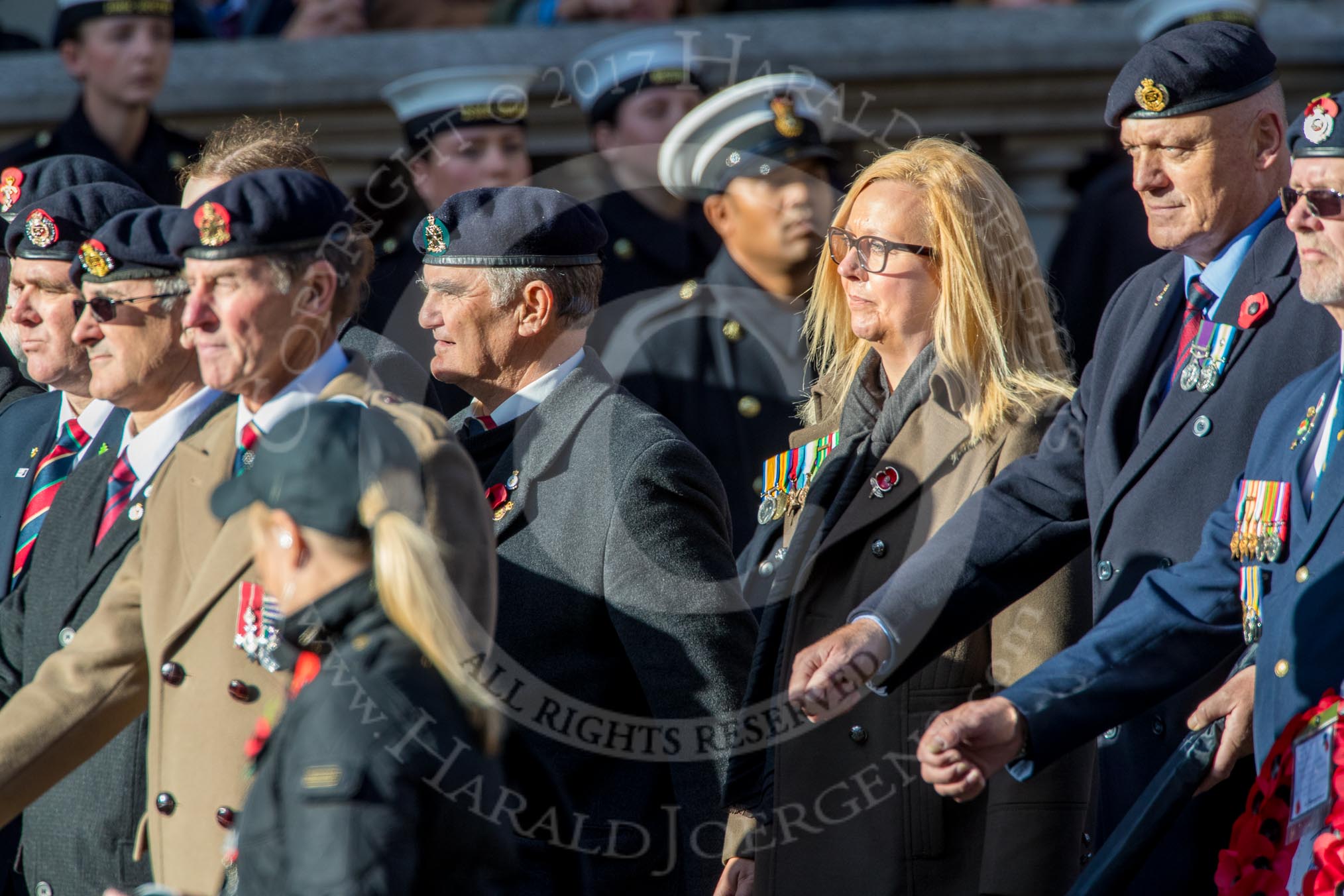 Beachley Old Boys' Association (BOBA) (Group B25, 29 members) during the Royal British Legion March Past on Remembrance Sunday at the Cenotaph, Whitehall, Westminster, London, 11 November 2018, 12:11.