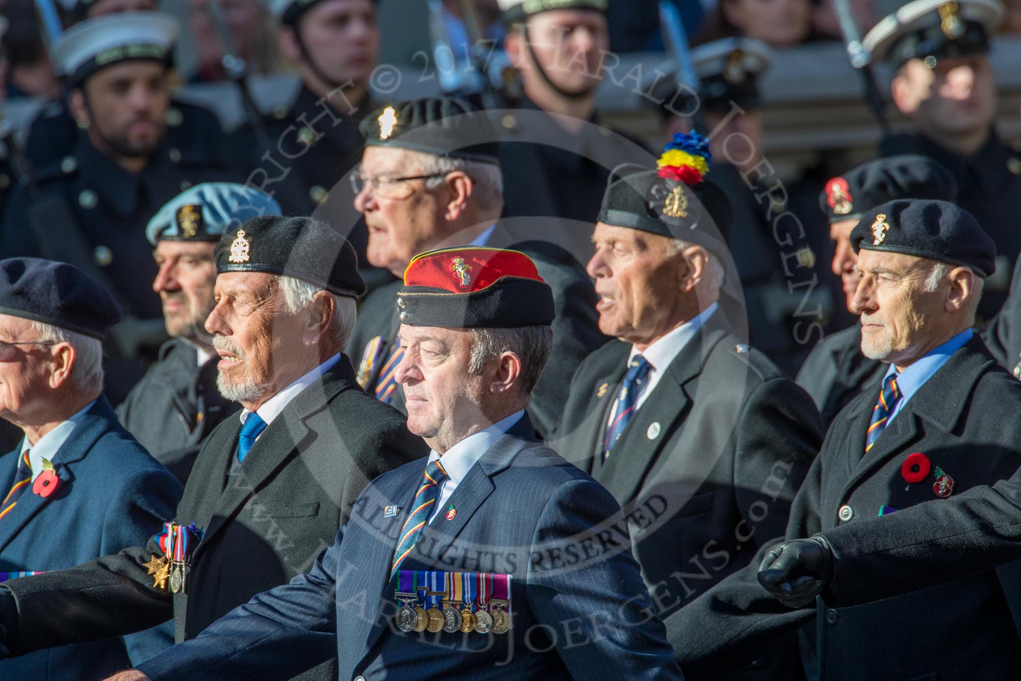 Arborfield Old Boys Association (Group B26, 29 members) during the Royal British Legion March Past on Remembrance Sunday at the Cenotaph, Whitehall, Westminster, London, 11 November 2018, 12:11.