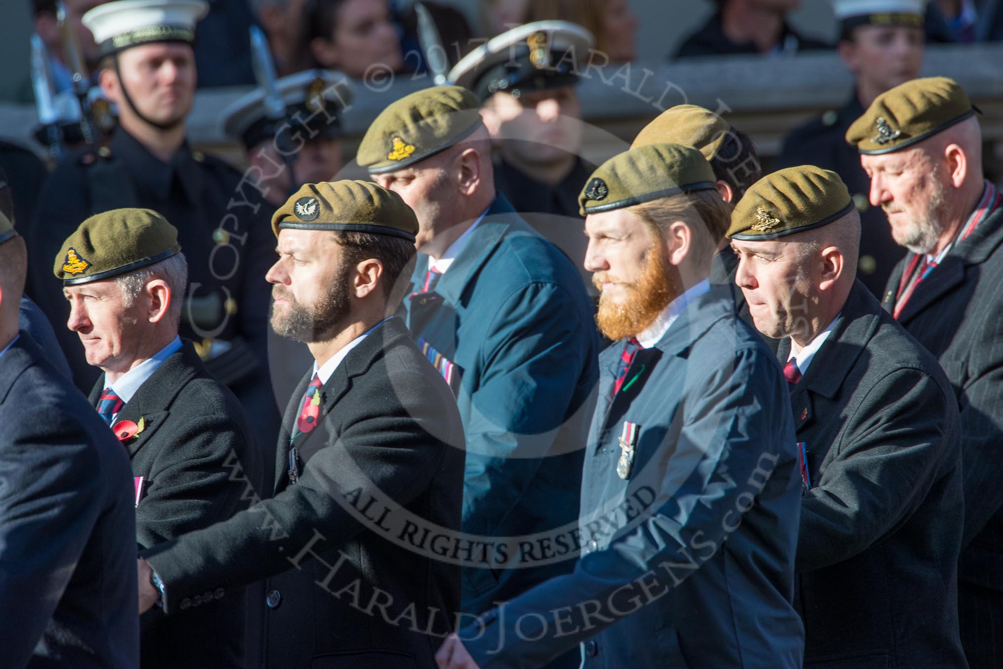 Special Observer Association (Group B27, 26 members) during the Royal British Legion March Past on Remembrance Sunday at the Cenotaph, Whitehall, Westminster, London, 11 November 2018, 12:12.